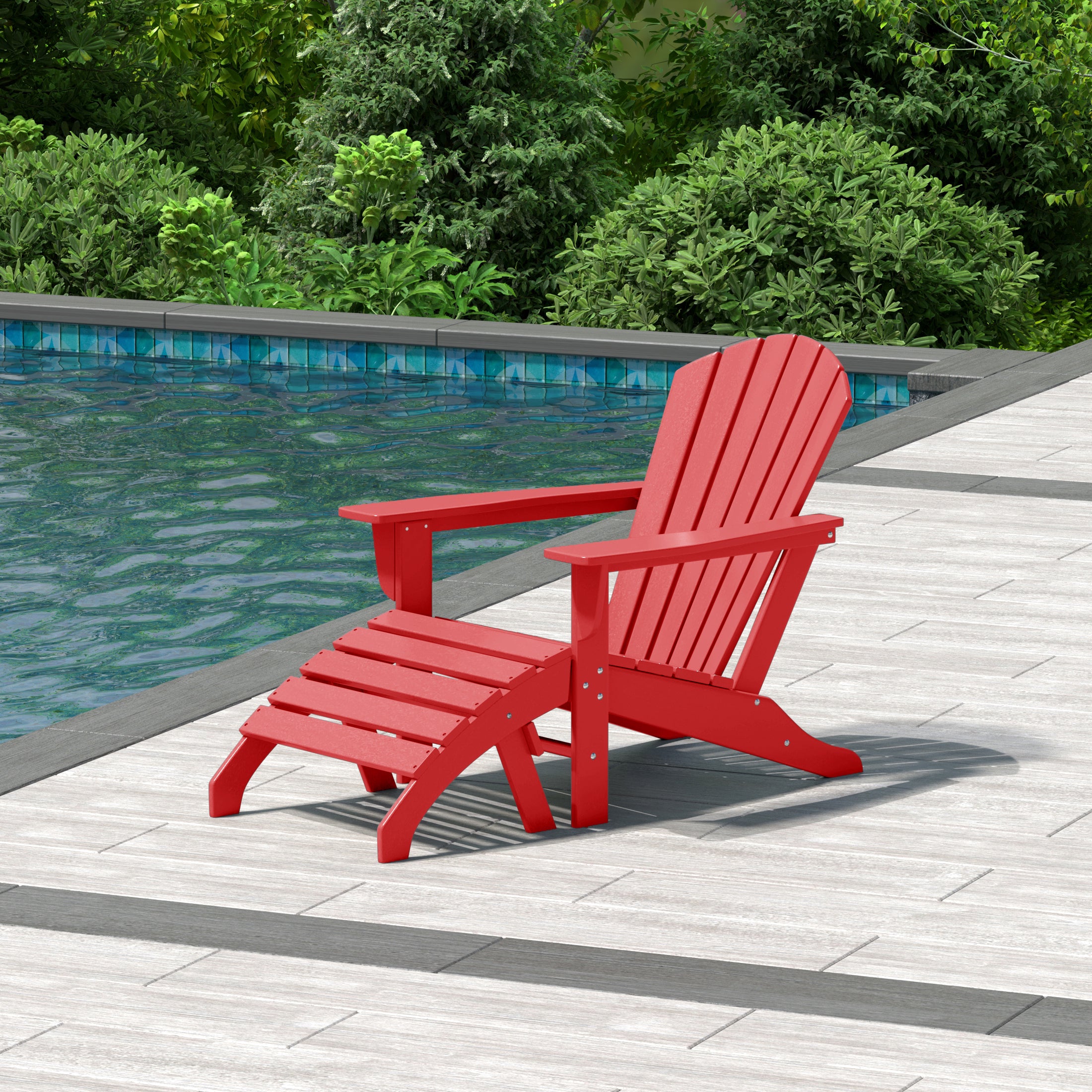 Portside Outdoor Adirondack Chair With Ottoman 2-Piece Set