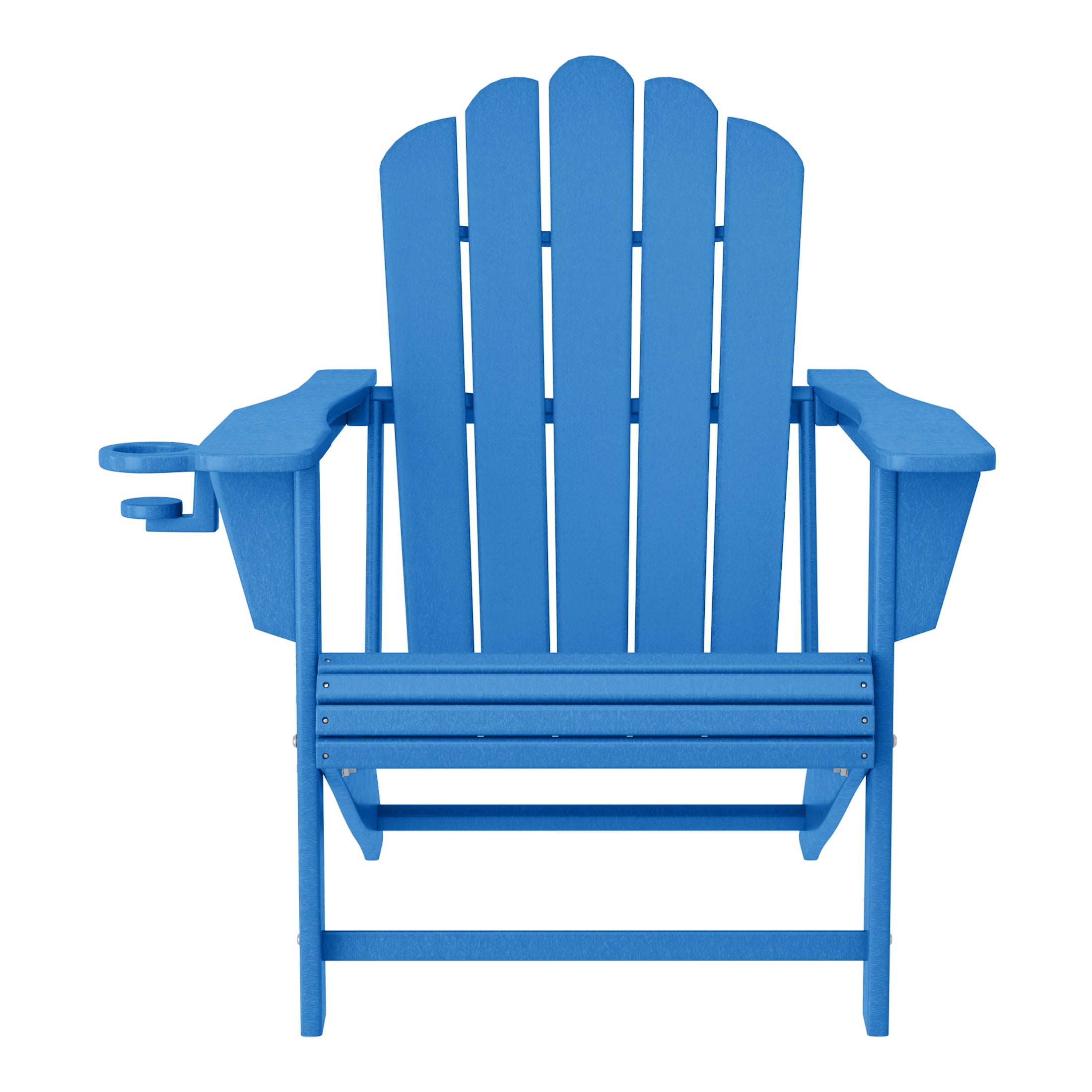 Lakeview 4-Piece Outdoor Patio HDPE Adirondack Chairs With Ottomans and Cup Holder Set