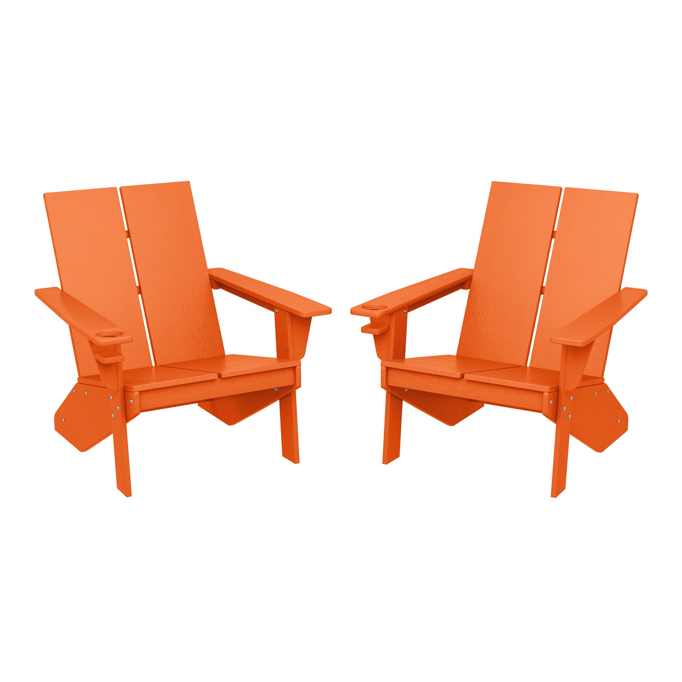 Seaview Outdoor HDPE Modern Adirondack Chair with Cup Holder (Set of 2)