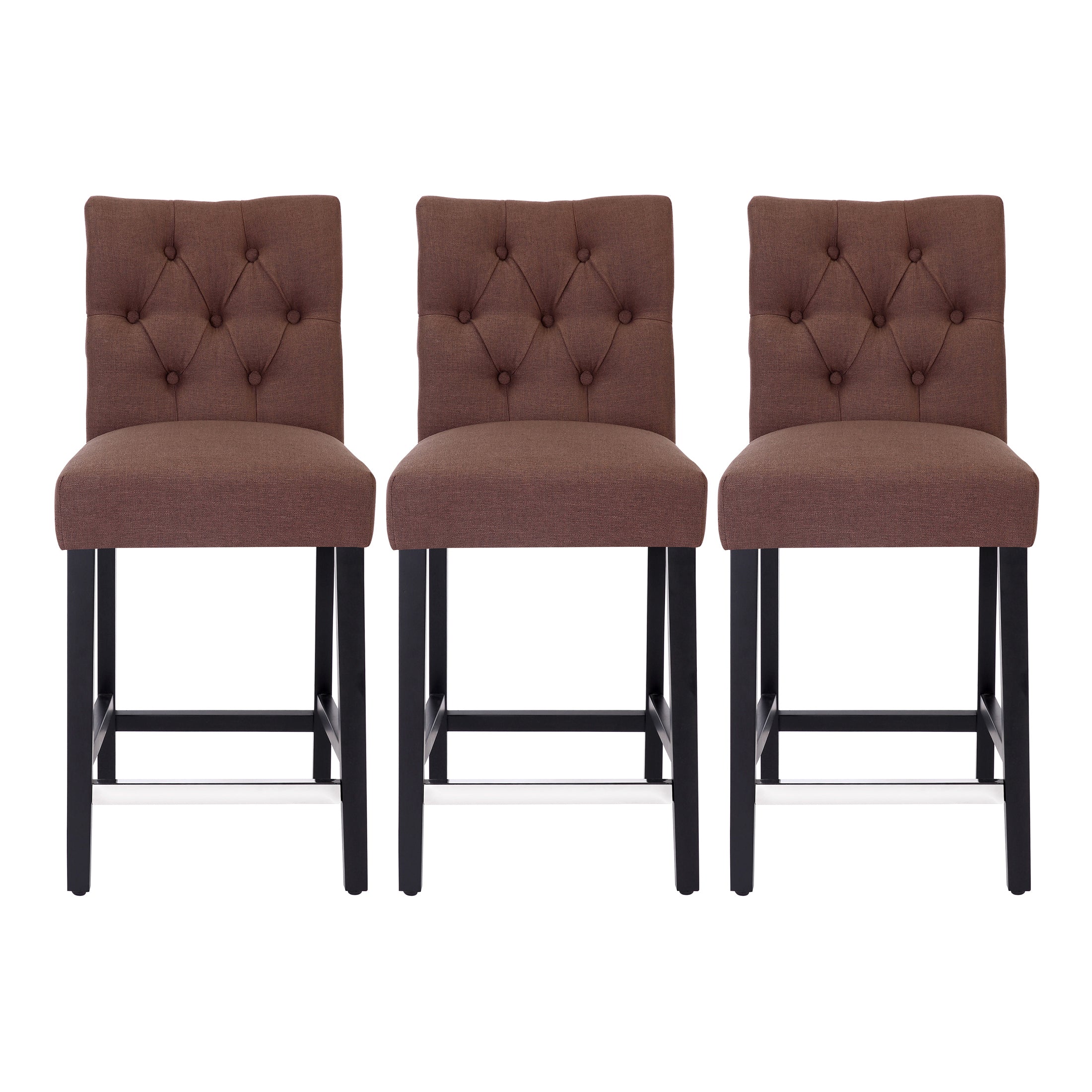 Bellmount 24" Upholstered Wood Counter Stool with Tufted Back (Set of 3)