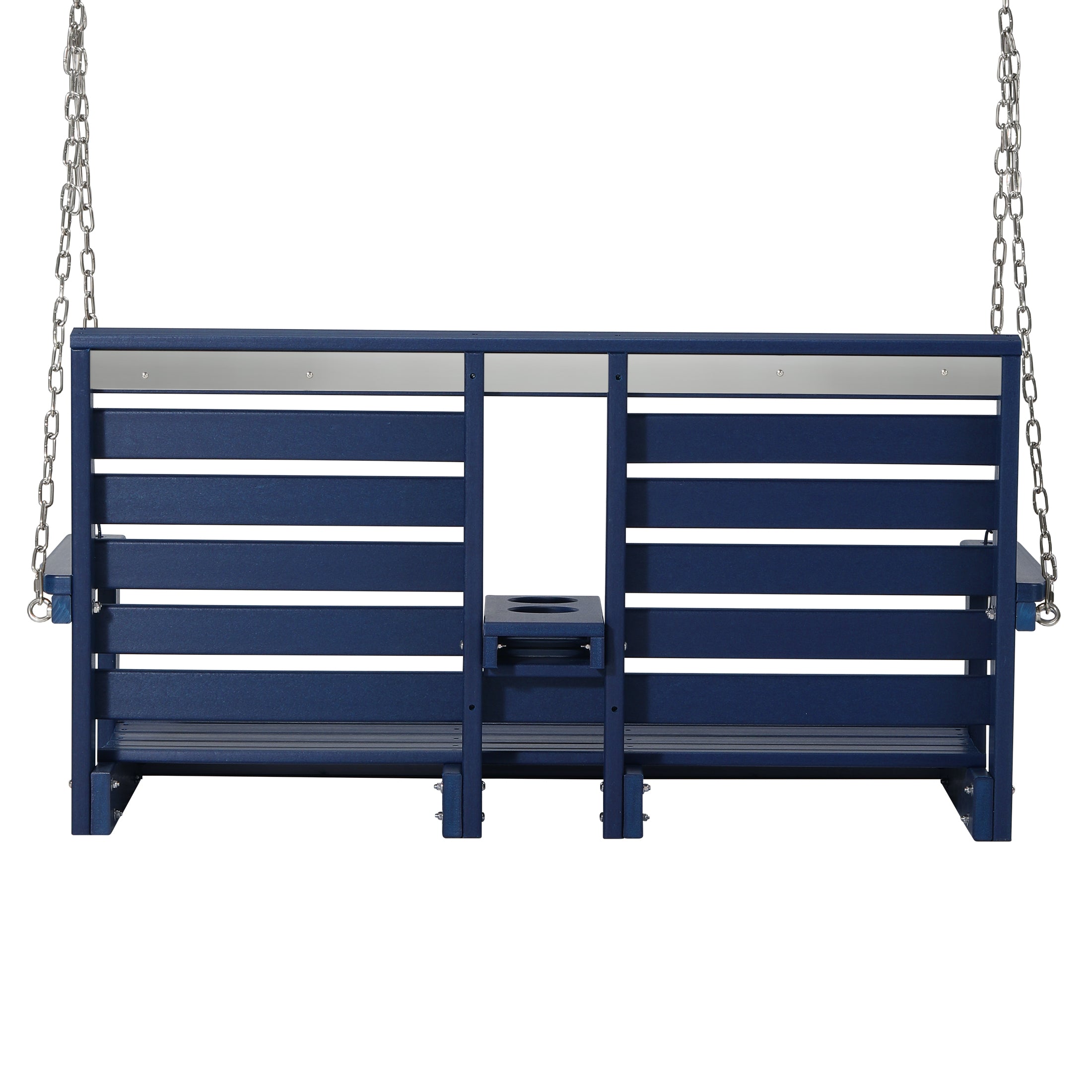 Charleston Outdoor HDPE 54" Front Hanging Porch Swing Bench With Cupholders