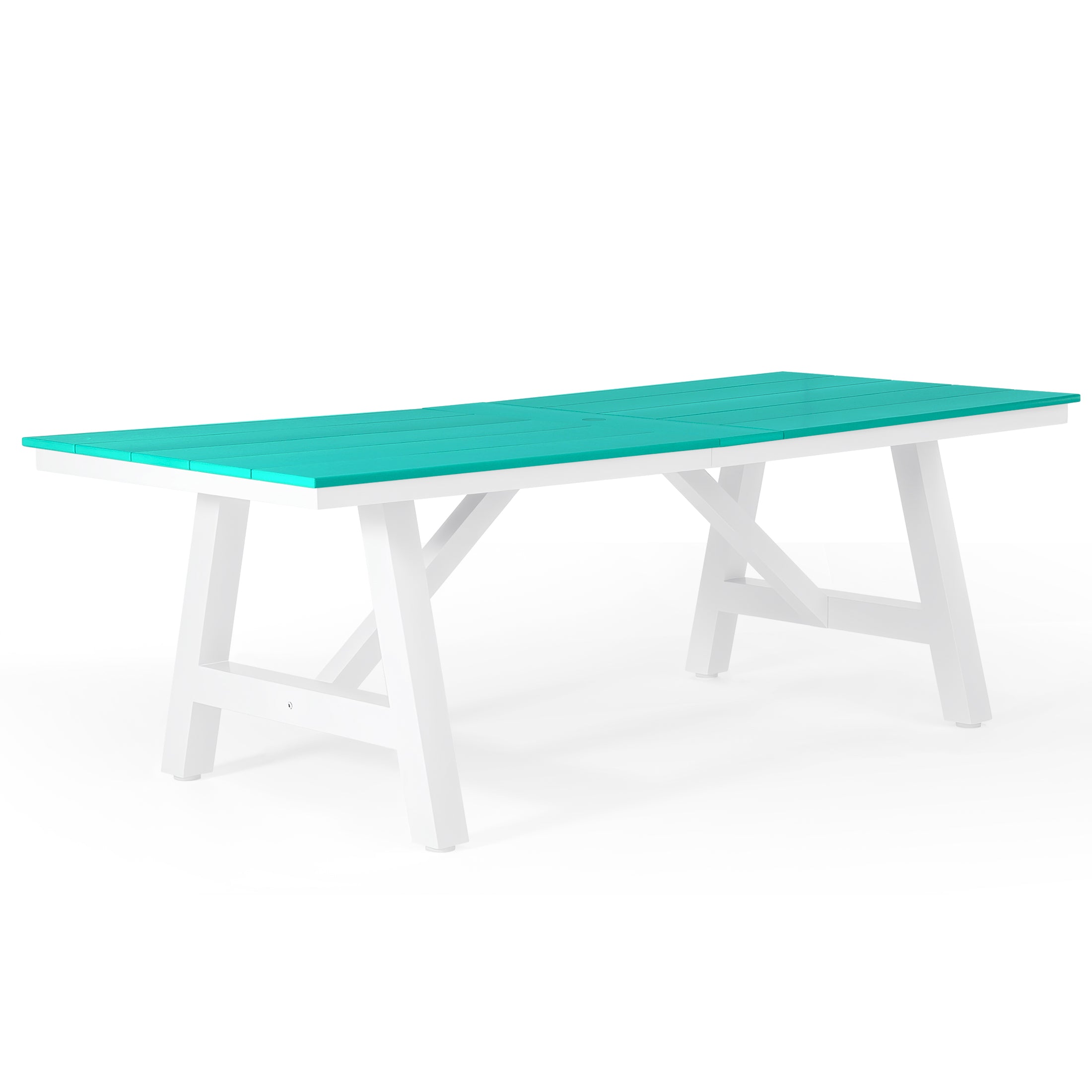 Stinson 90" HDPE Rectangle Outdoor Patio Dining Table With Umbrella Hole and Metal Frame