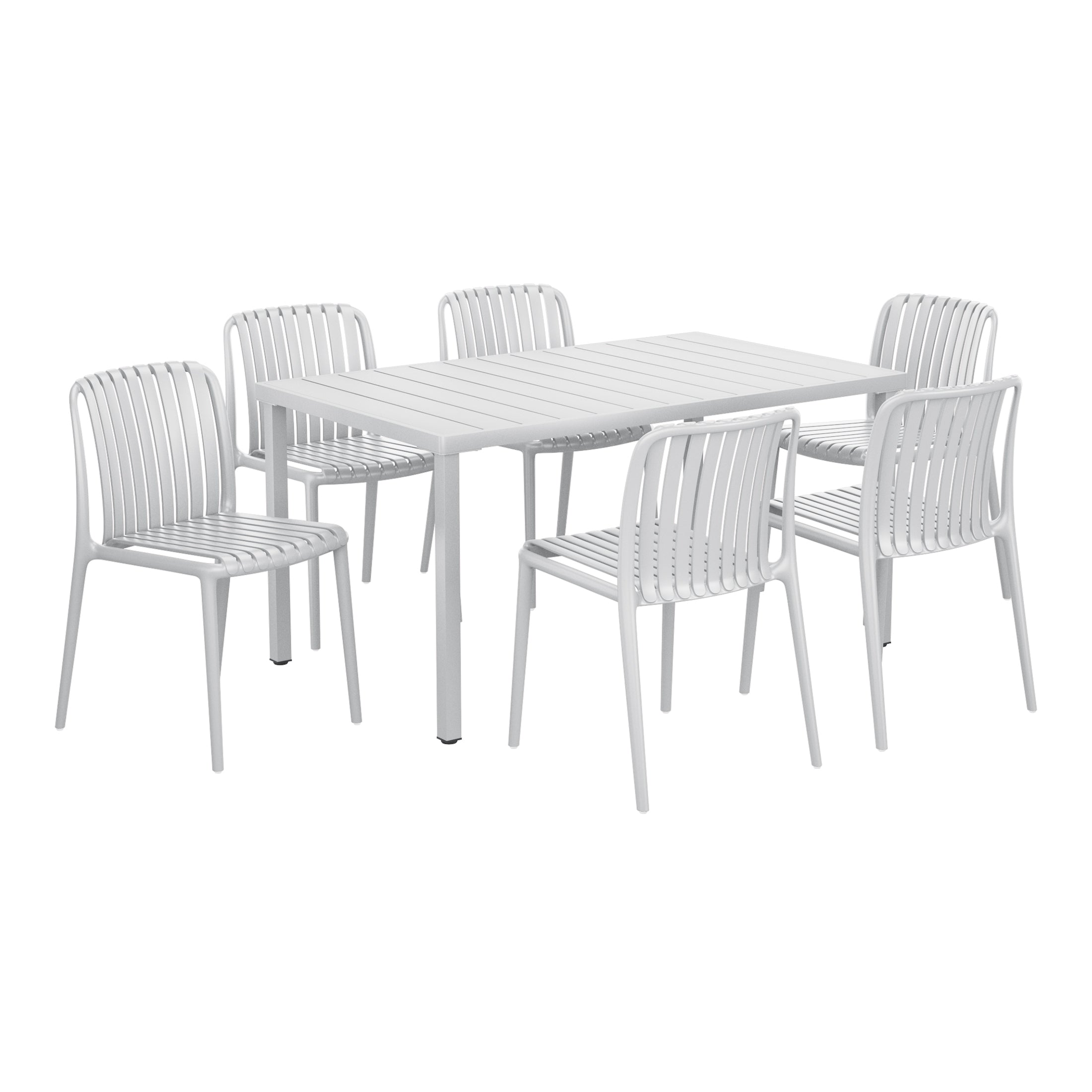 Sunshine 7-Piece Outdoor Patio Dining Table Set With Stackable Patio Chairs