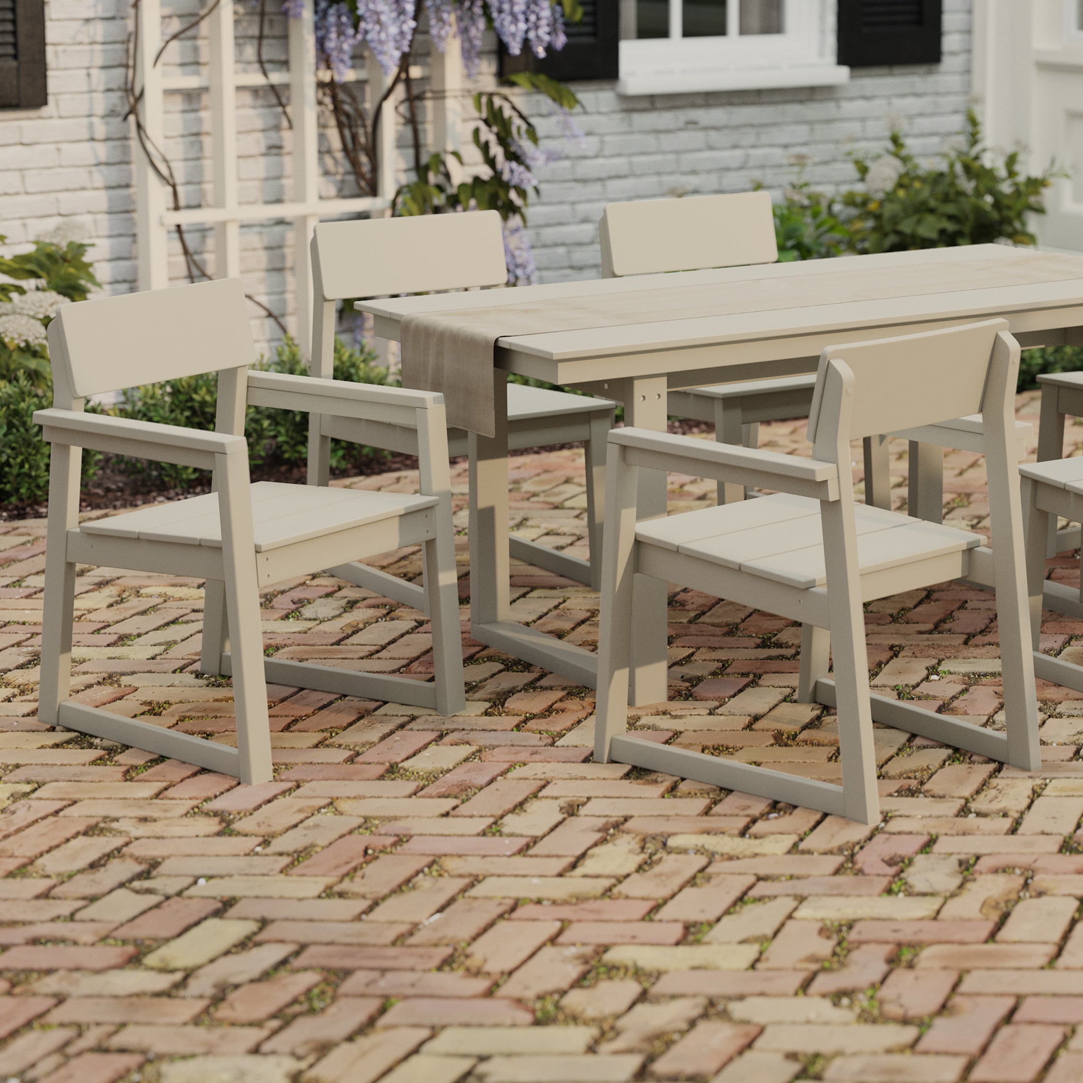 Cambria Modern HDPE Outdoor Patio Dining Arm Chairs (Set of 2)