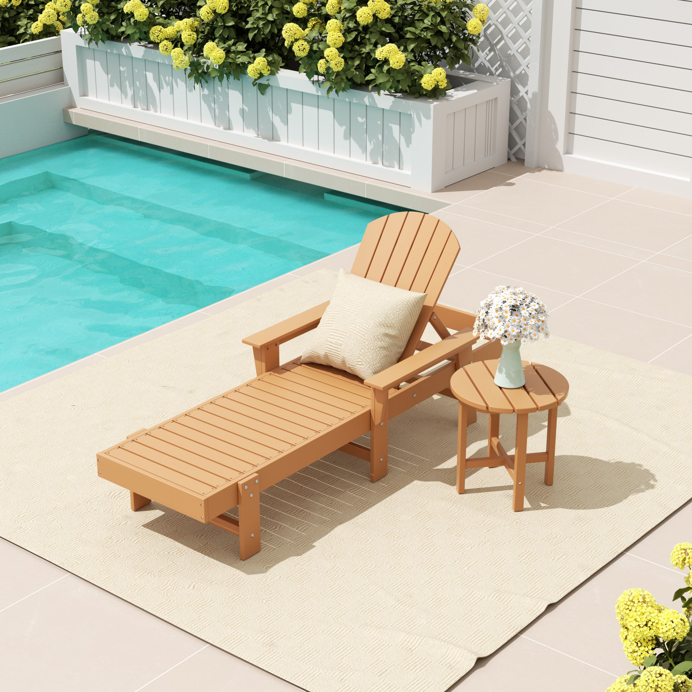Portside 2 Piece Adirondack Reclining Chaise Lounge With Arms