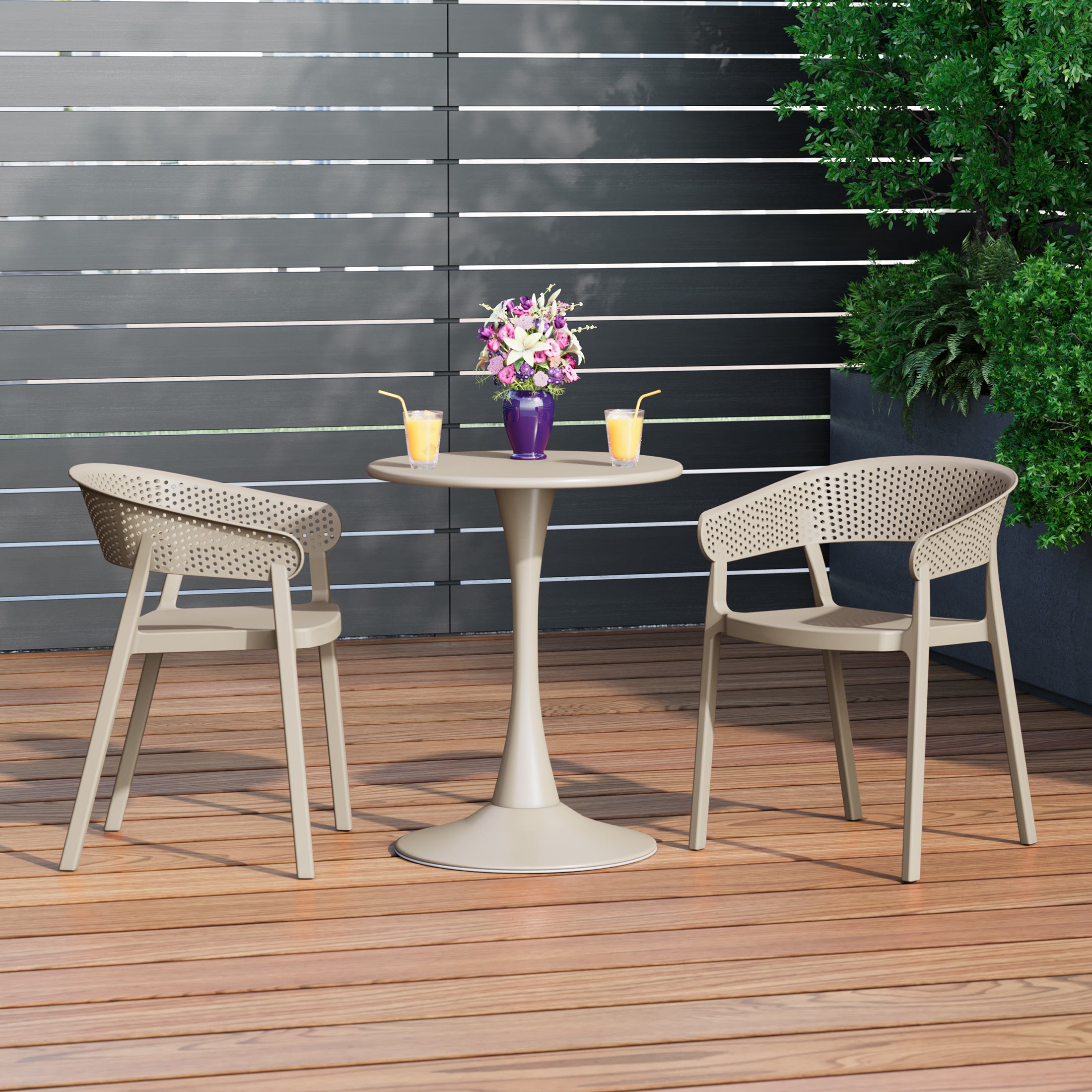 Sunshine 3-Piece Indoor Outdoor Metal Patio Dining Table Set With Stackable Patio Chairs