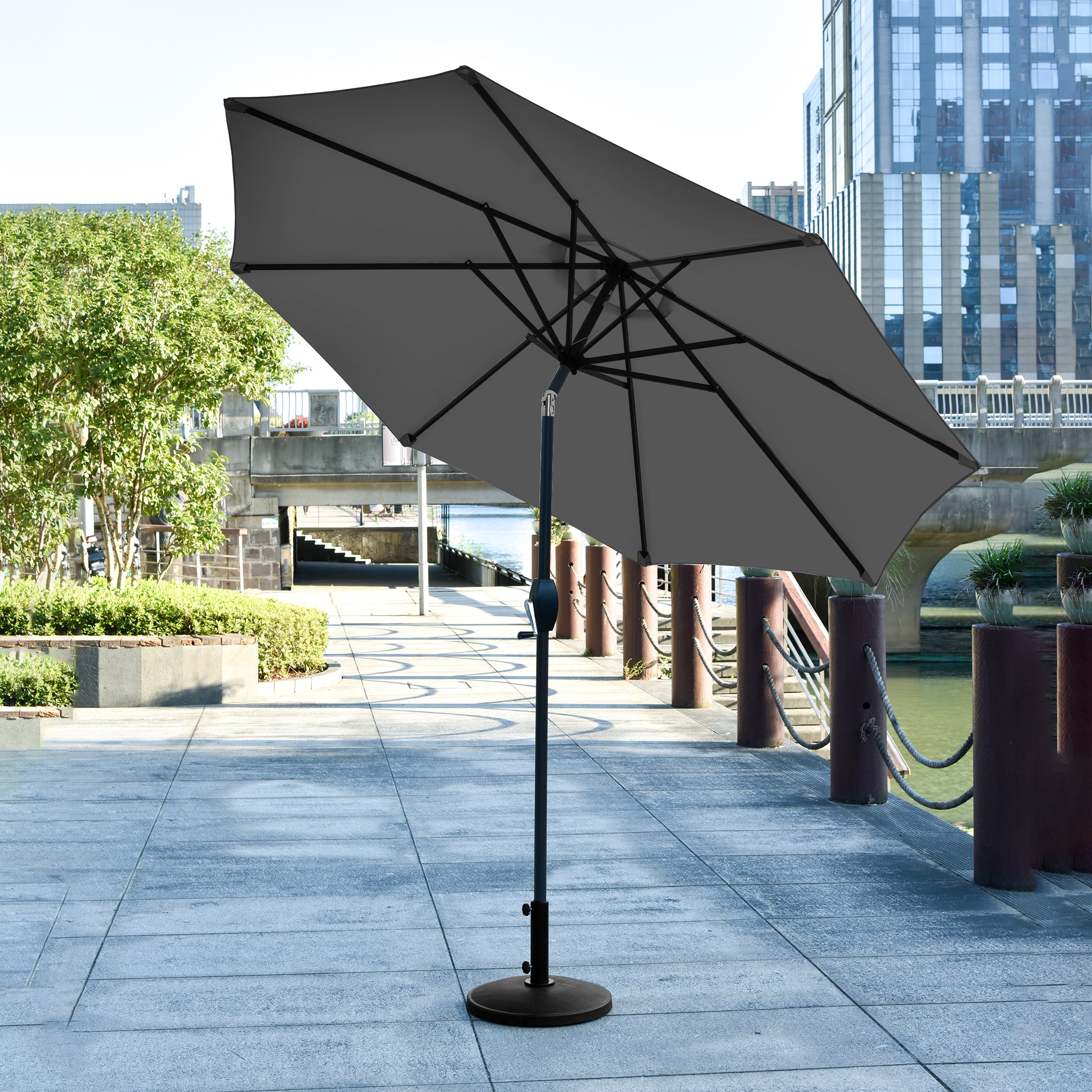 Cabana 9 ft. Patio Table Umbrella with tilt, crank features and free standing weight base kit