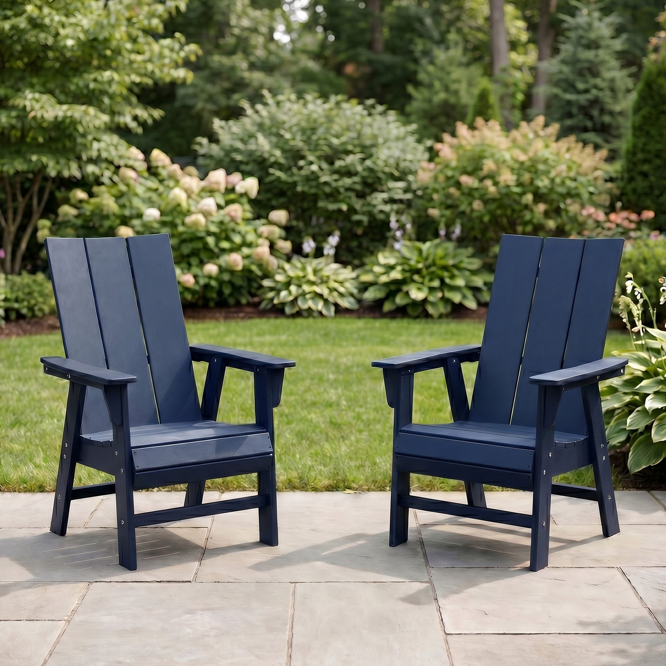 Palms Outdoor Patio HDPE Plastic Modern Adirondack Dining Chairs (Set of 2)