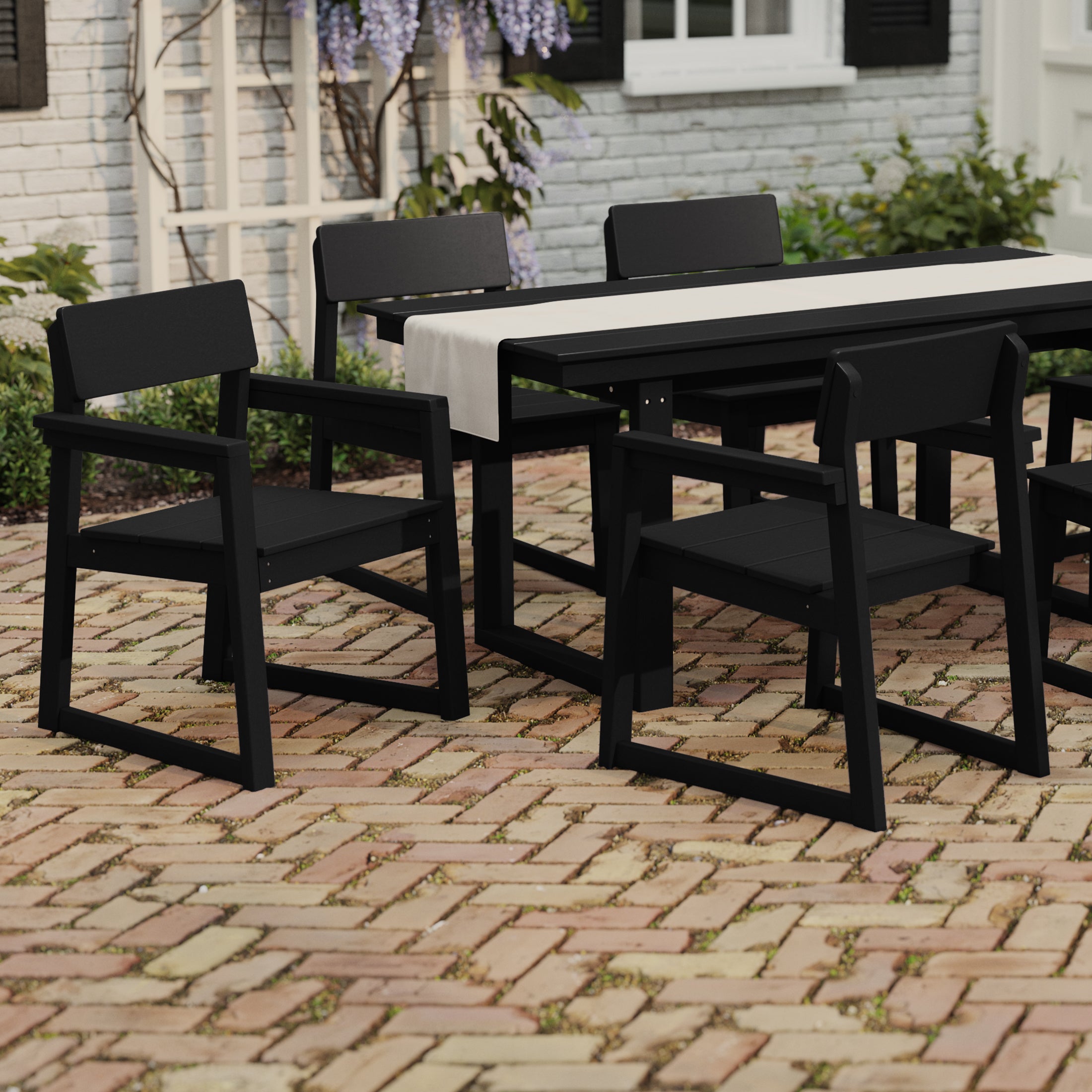 Cambria Modern HDPE Outdoor Patio Dining Arm Chairs (Set of 2)
