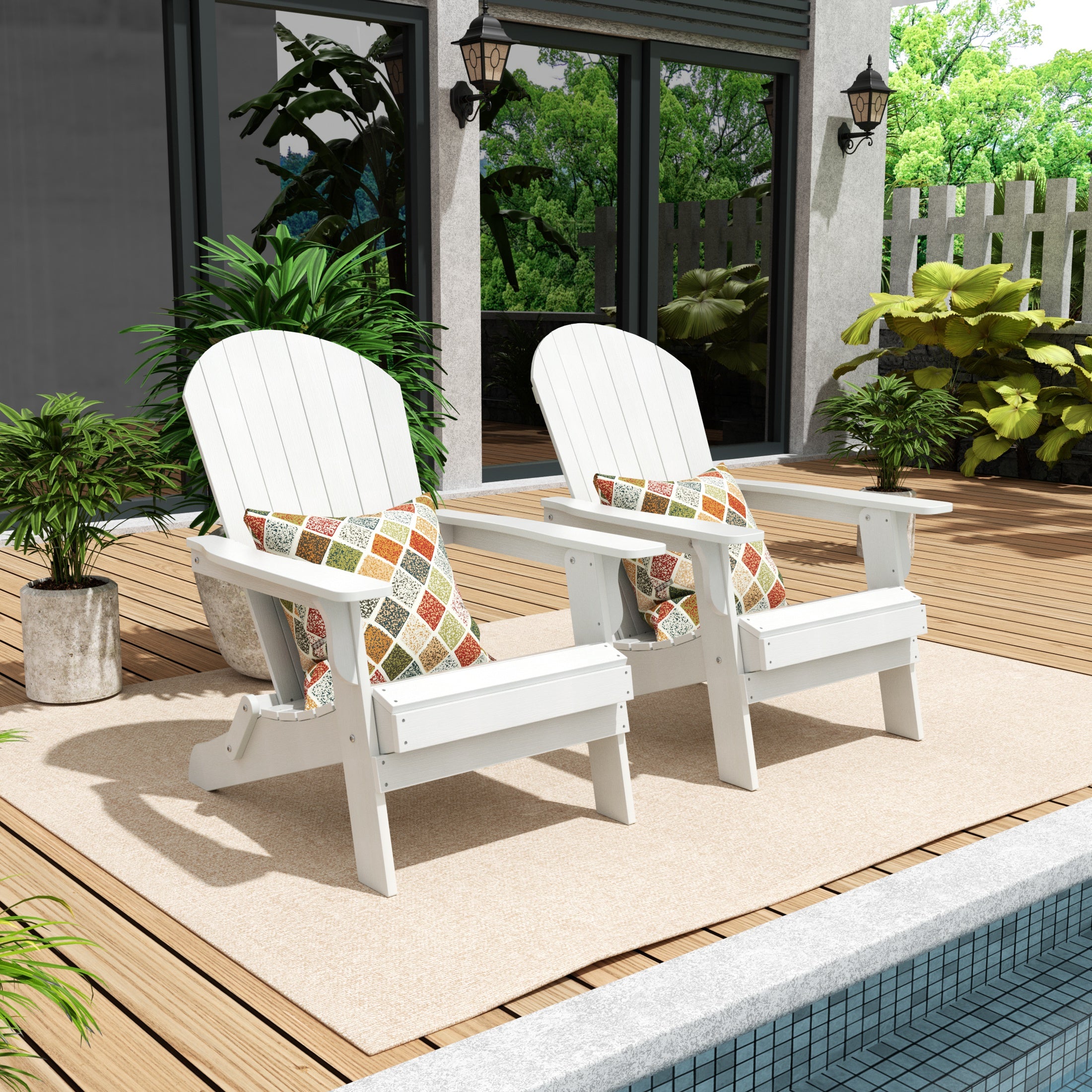 Florence HIPS Outdoor Folding Adirondack Seashell Chair (Set of 2)