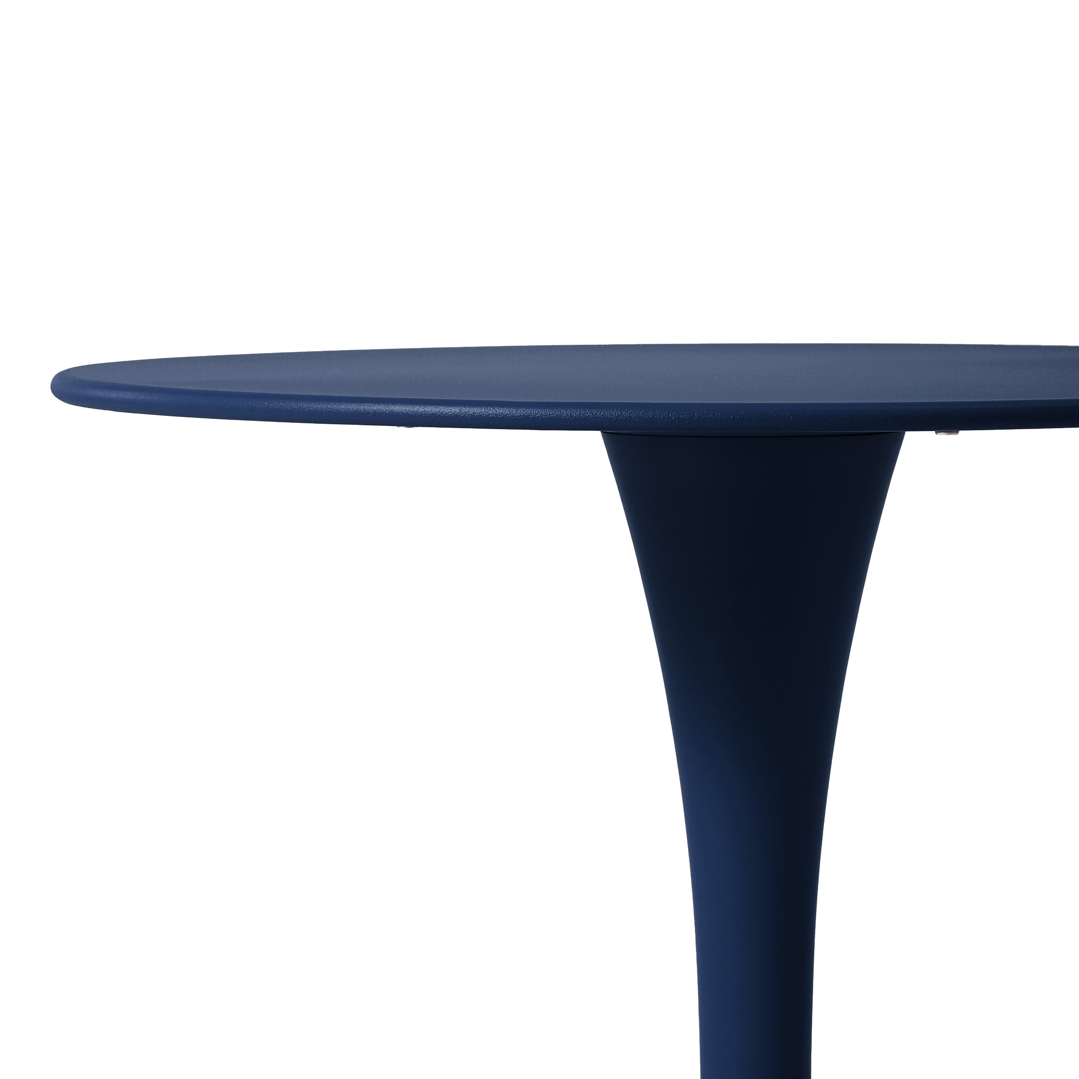 Sunshine 3-Piece Outdoor Round Metal Dining Table Set And Stackable Resin Patio Dining Side Chairs