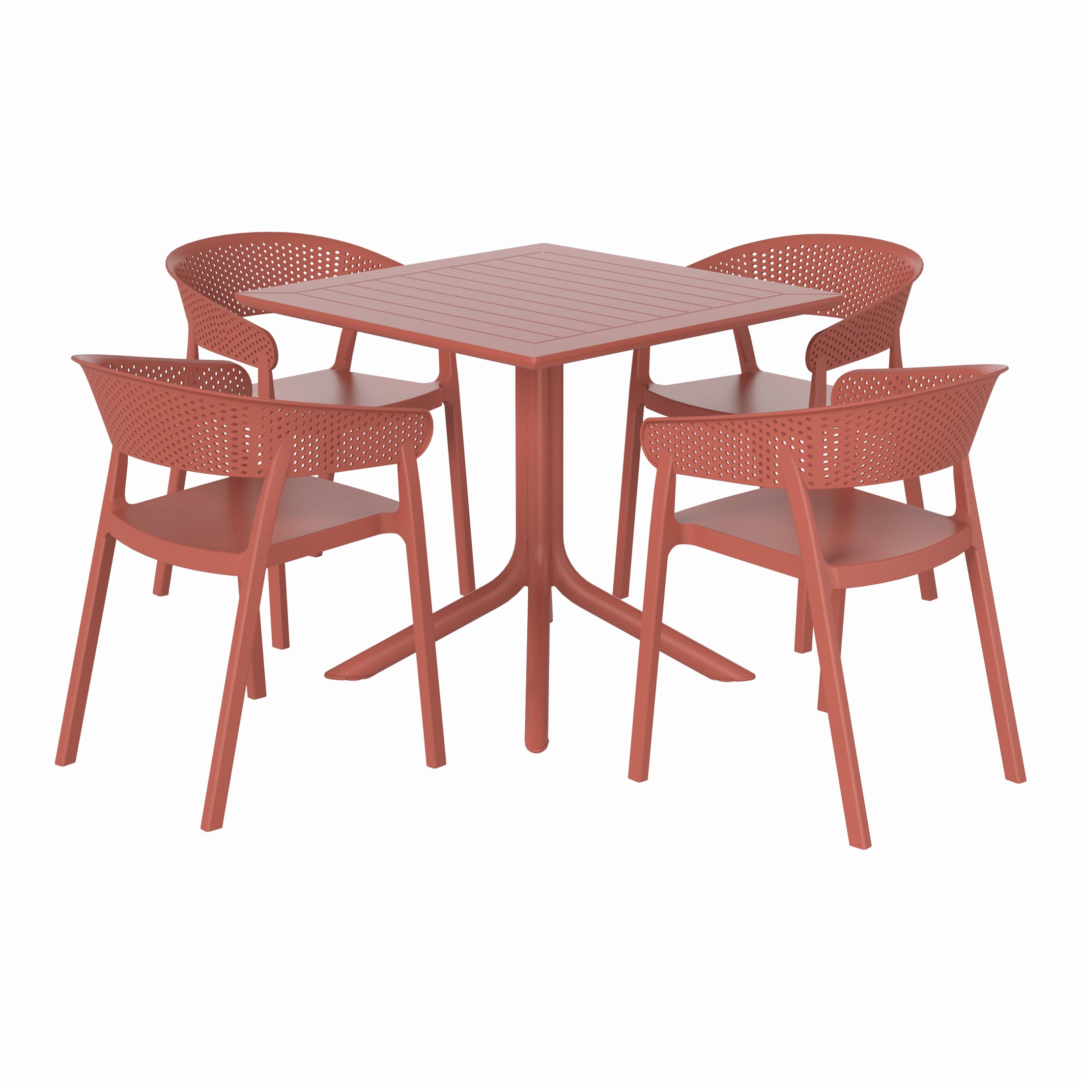 Sunshine 5-Piece Outdoor Resin Square Patio Dining Table Set with Stackable Patio Dining Chairs