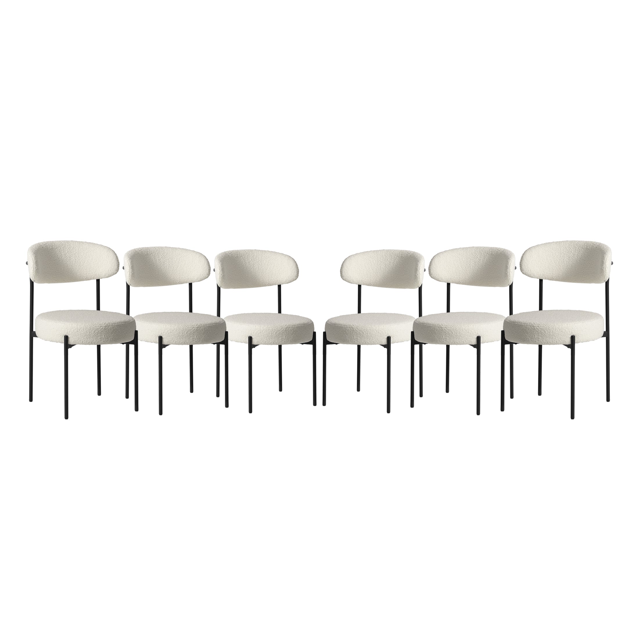 Celine Mid-Century Modern Upholstered Sherpa Round Dining Chairs (Set of 6)