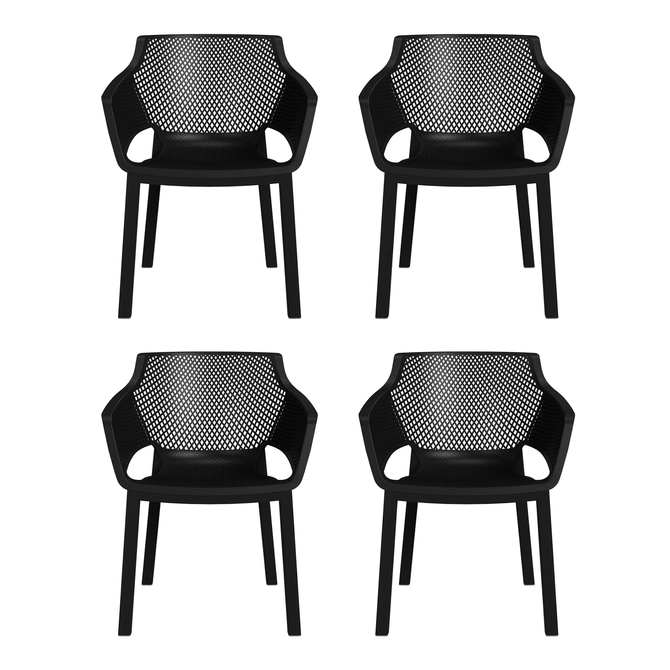 Sunshine Outdoor Modern Stackable Plastic Resin Patio Dining Armchair (Set of 4)