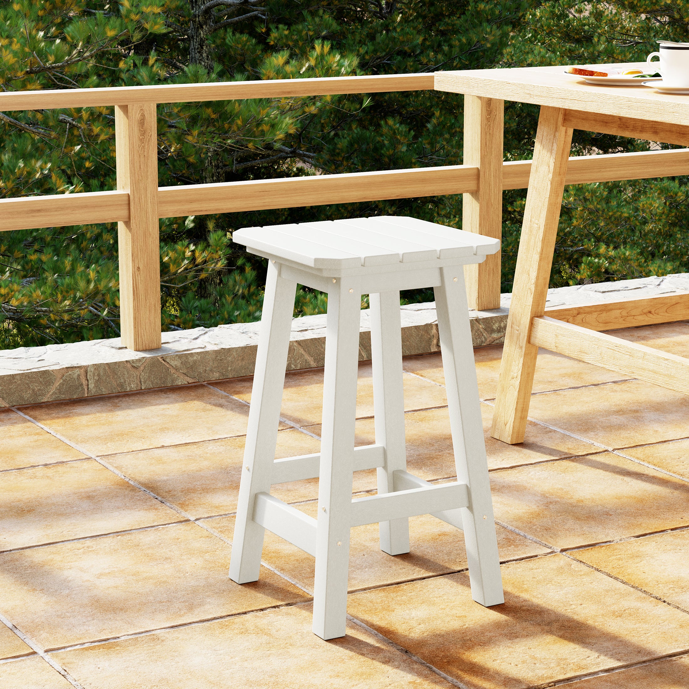 Paradise 24" HDPE Outdoor Patio Counter High Backless Square Bar Stool