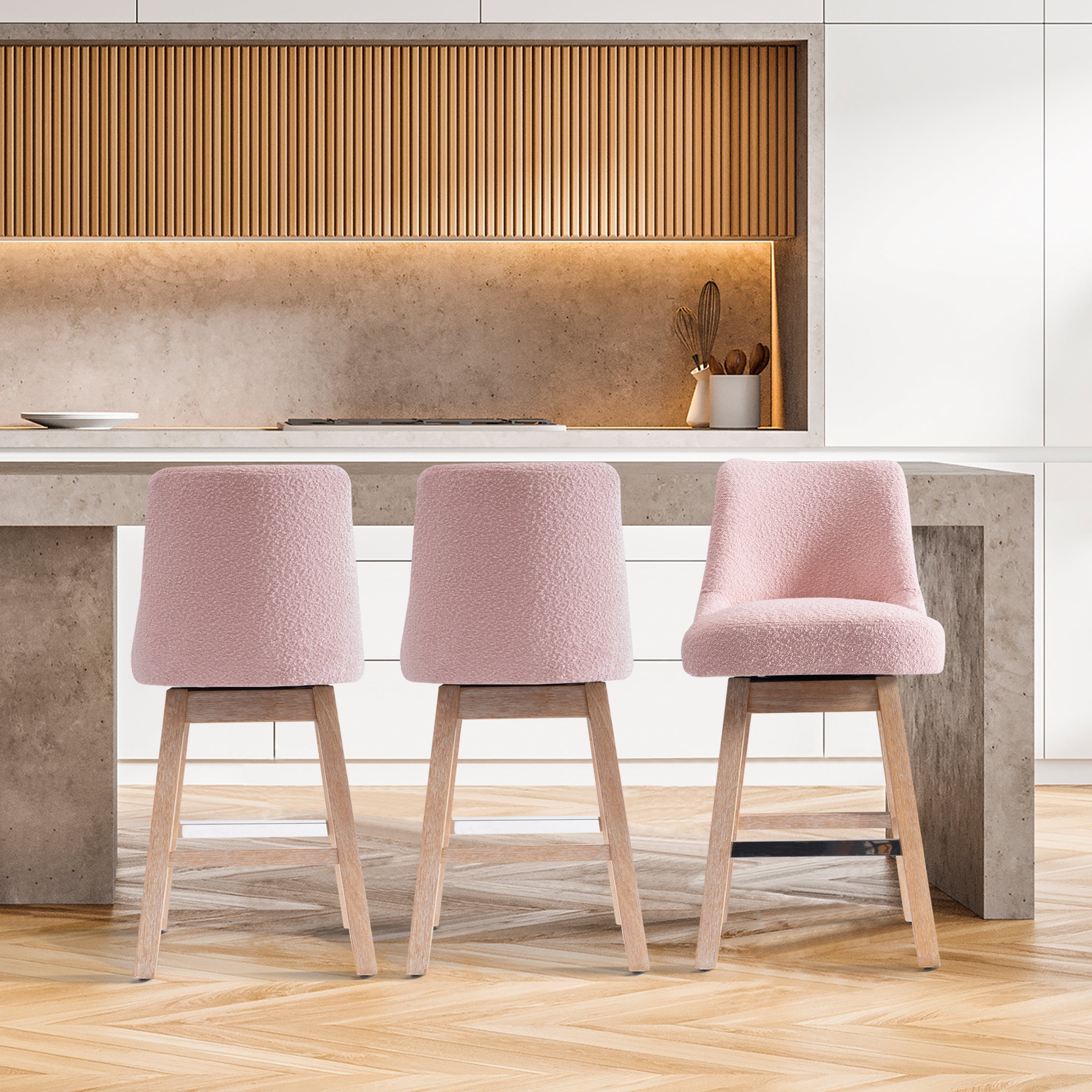 Amélie 26" Upholstered Swivel Counter Height Bar Stools (Set of 3)