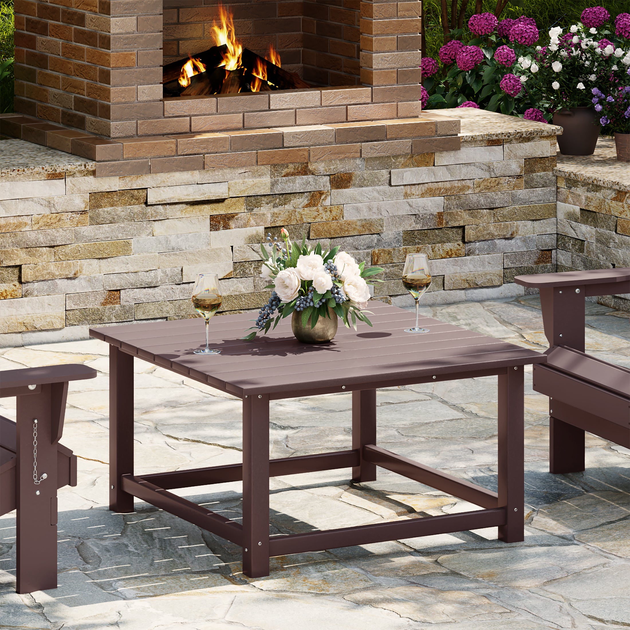 Paradise Low Outdoor HDPE Square Patio Coffee Table