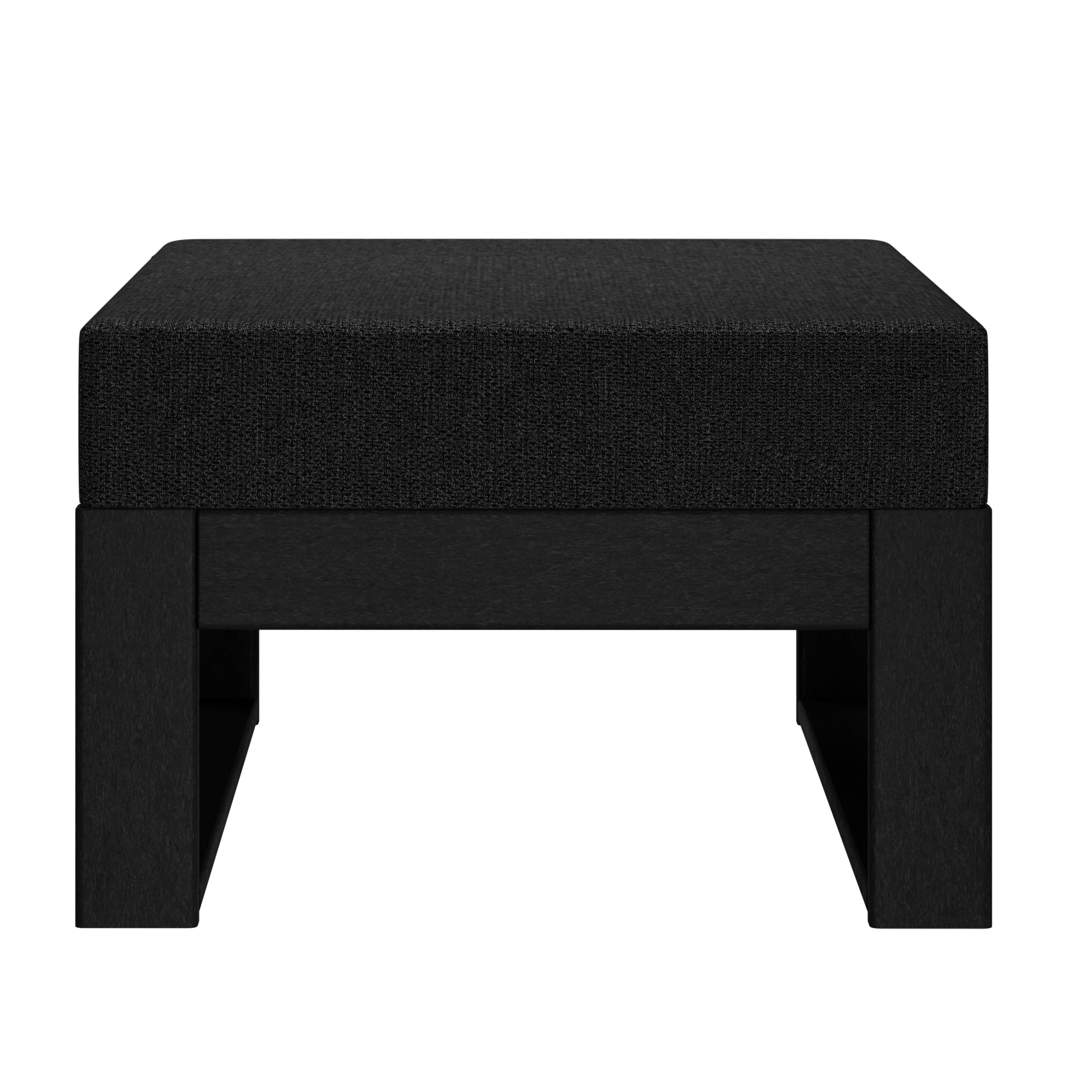 Rockaway Outdoor HDPE Patio Ottoman with Waterproof Olefin Cushions