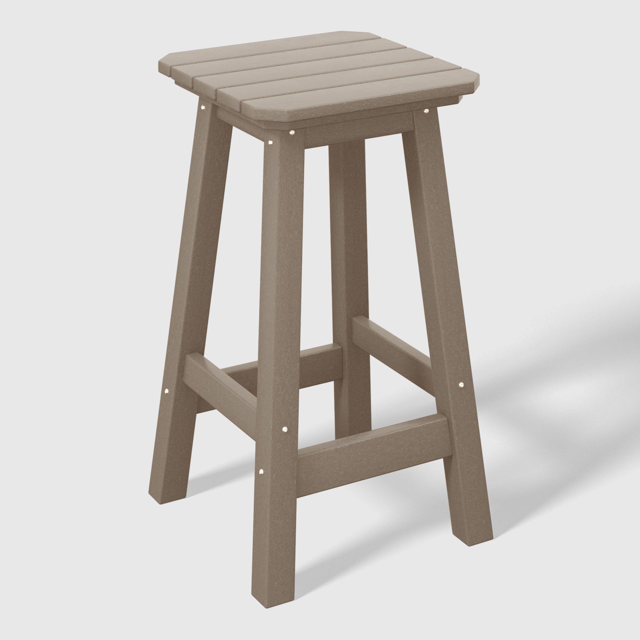 Paradise 24" HDPE Outdoor Patio Counter High Backless Square Bar Stools Set of Three