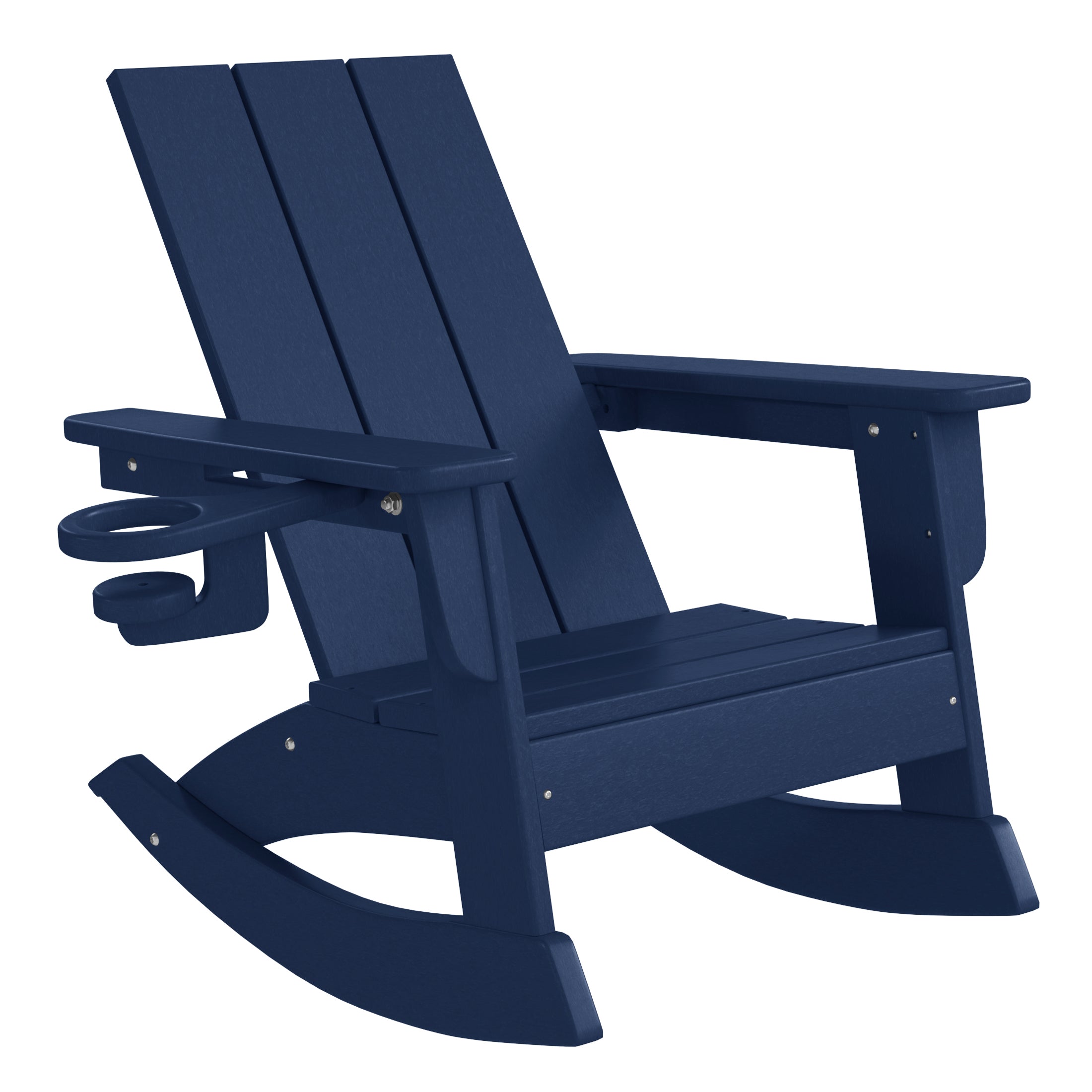 Palms 3-Piece Kids Modern Rocking Chair With Cup Holder and Square Side Table Set