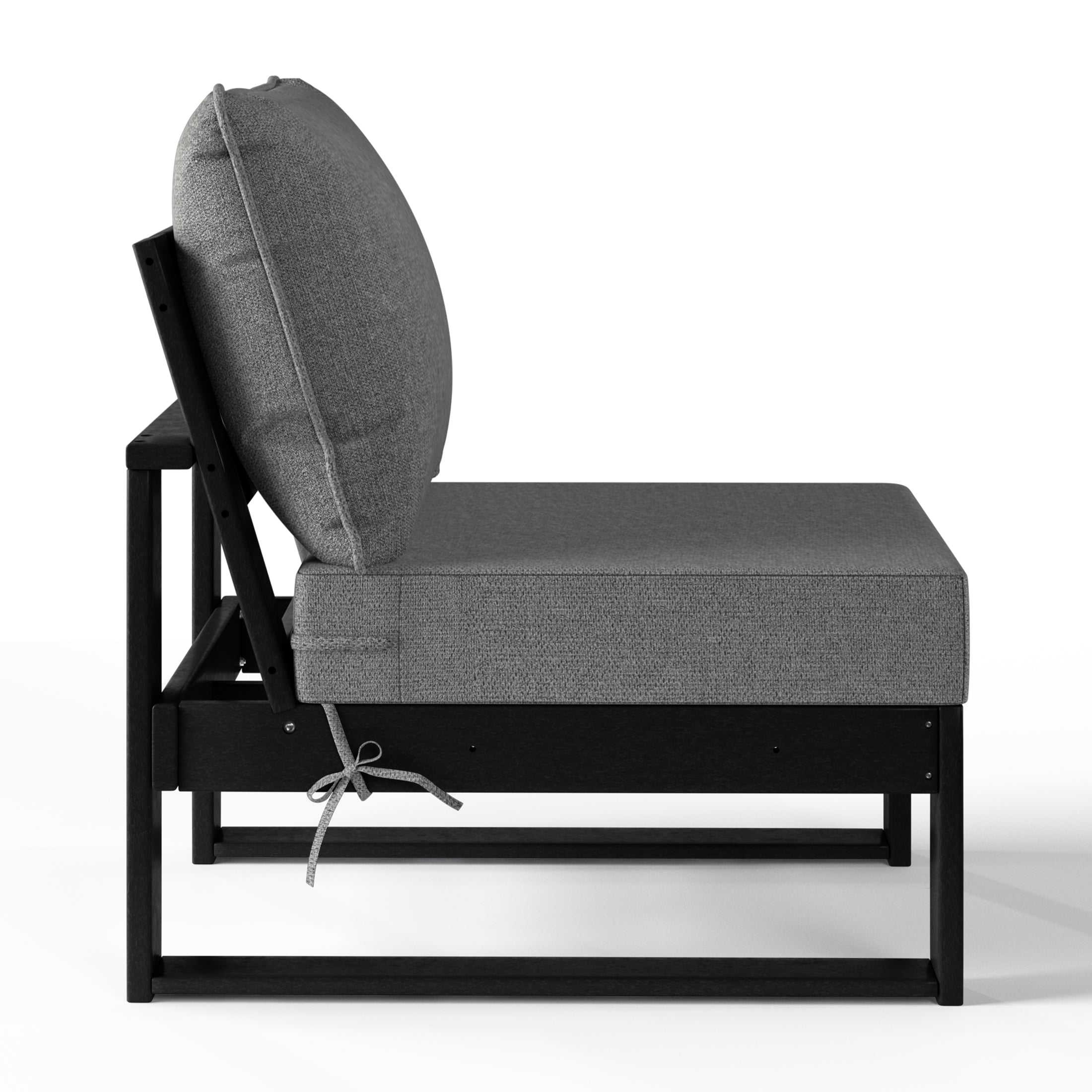 Rockaway Outdoor HDPE Sectional Armless Chair with Water-Proof Patio Cushions
