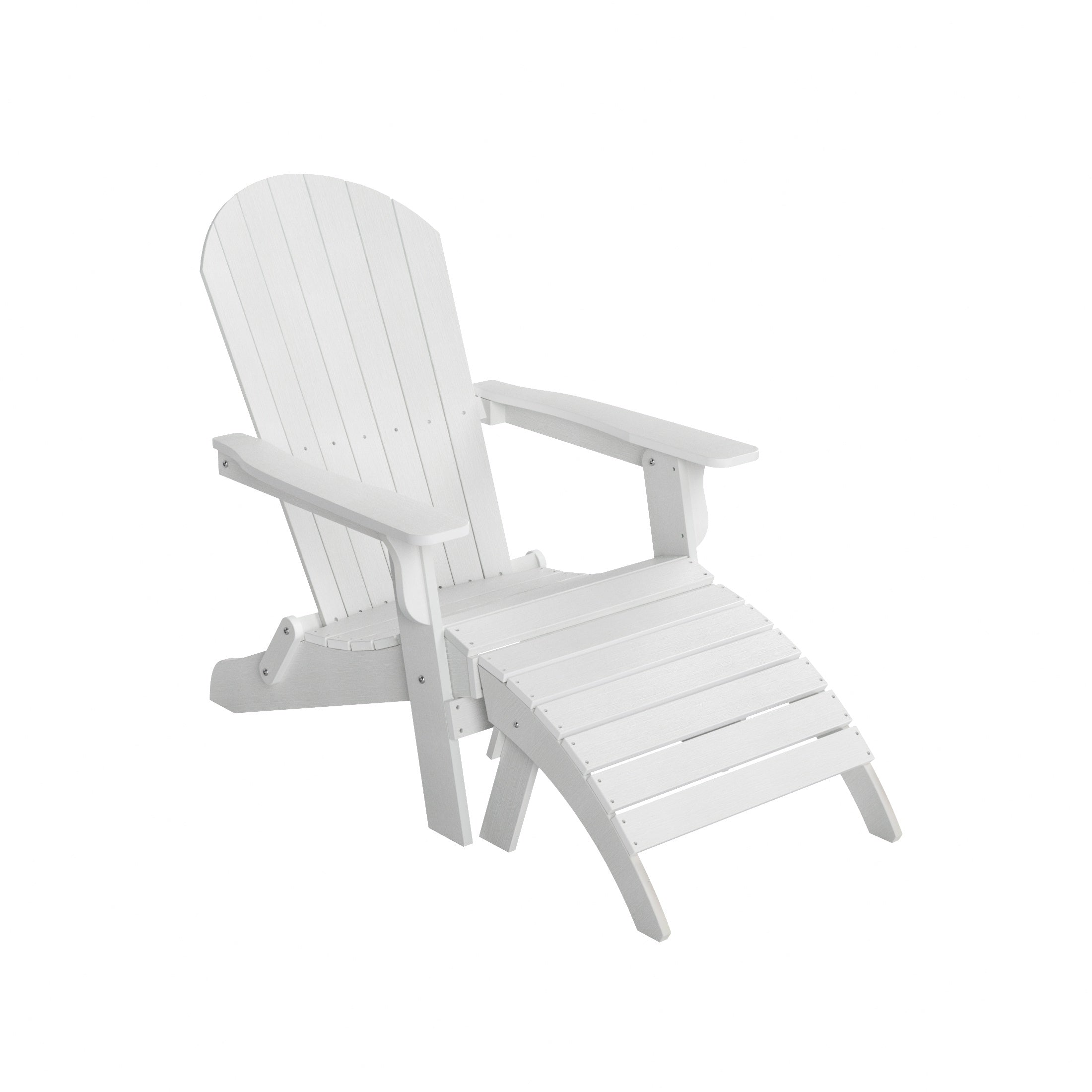 Florence 2-Piece HIPS Outdoor Folding Adirondack Seashell Chair With Folding Ottoman