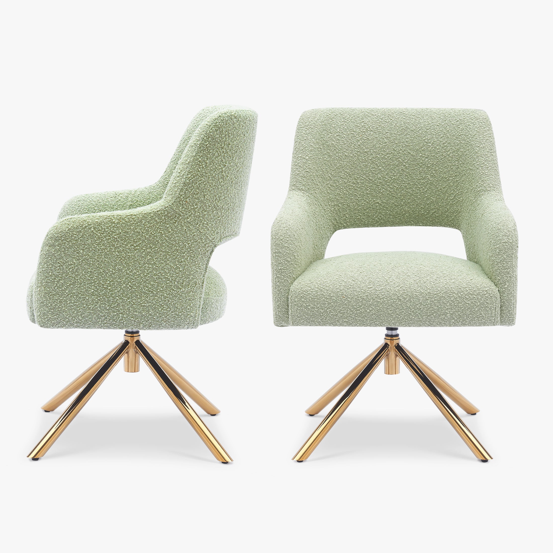 Amélie Mid-Century Modern Wide Boucle Swivel Accent Arm Chair (Set of 2)
