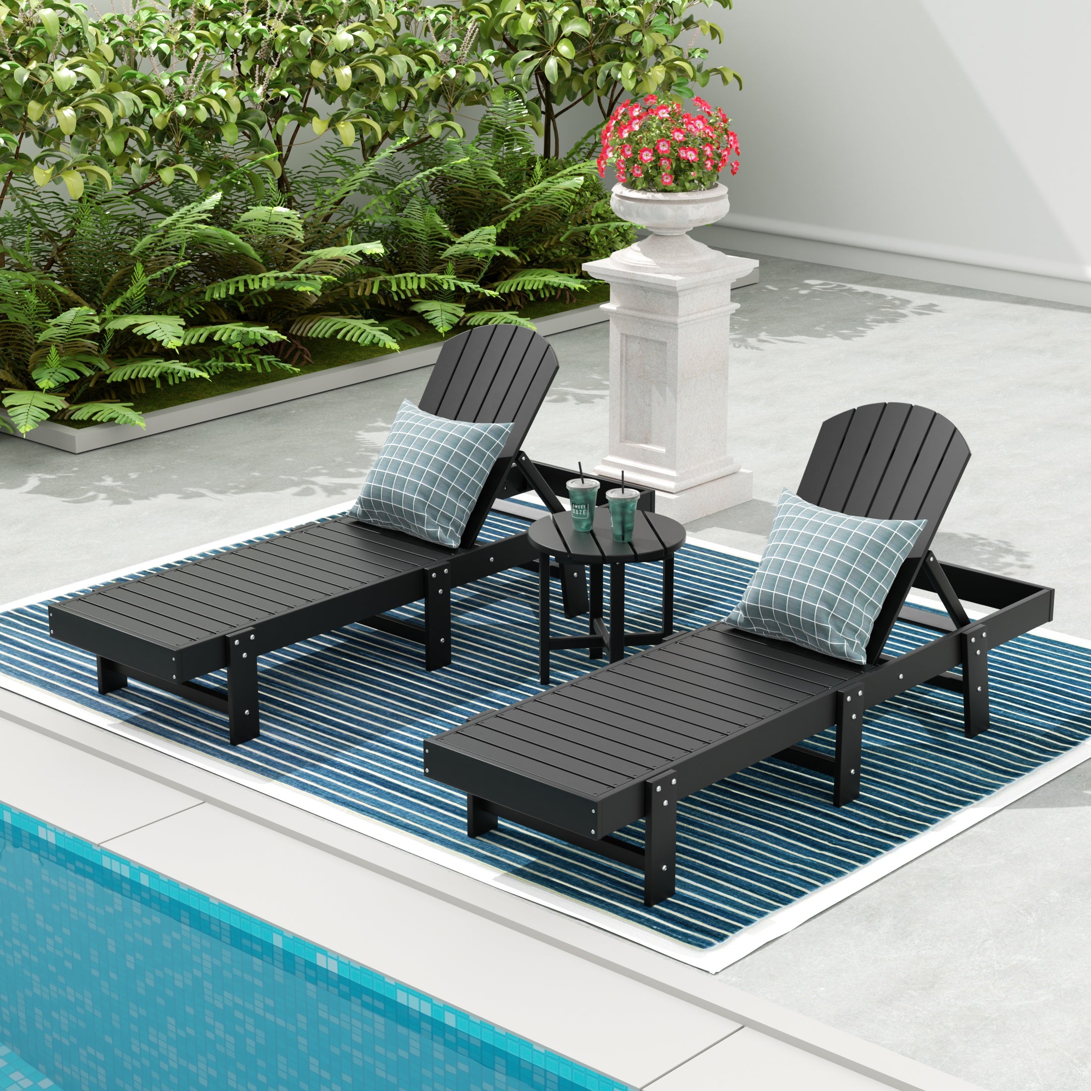 Portside 3 Piece Adirondack Poly Reclining Chaise Lounge