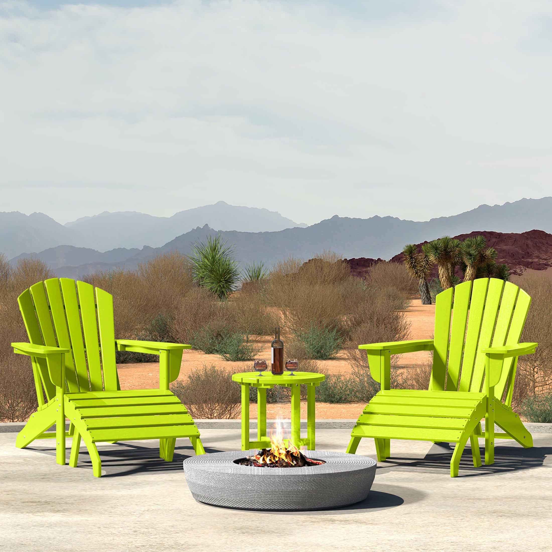 Portside Outdoor Adirondack Chair With Ottoman And Side Table 5-Piece Set