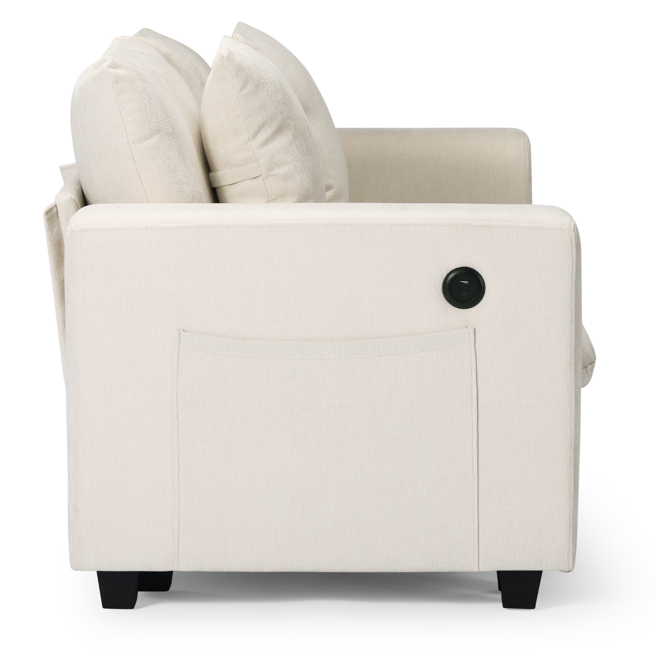 Springfield 70" Modular Chenille Loveseat Sofa With USB/Type-C Ports and Side Pockets