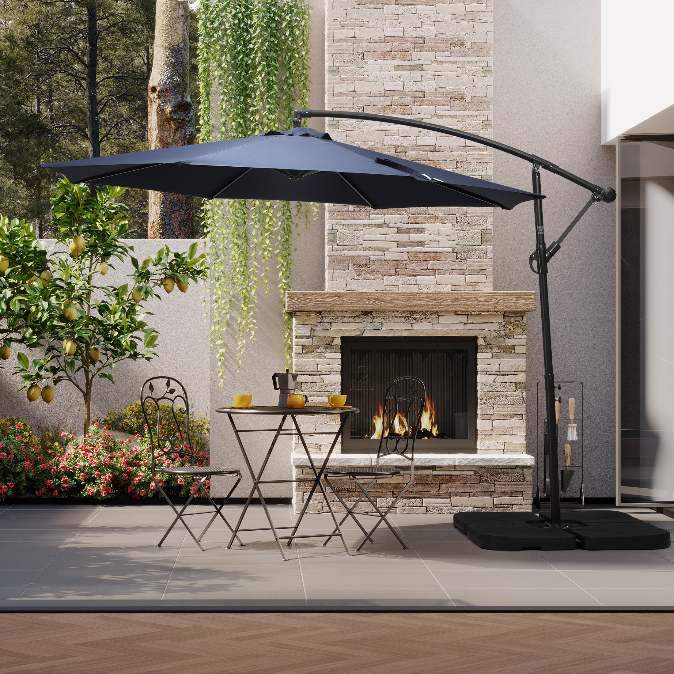 Elm 10 ft. Outdoor / Patio Cantilever Hanging Umbrella Elm 10 ft. Outdoor / Patio Cantilever Hanging Umbrella