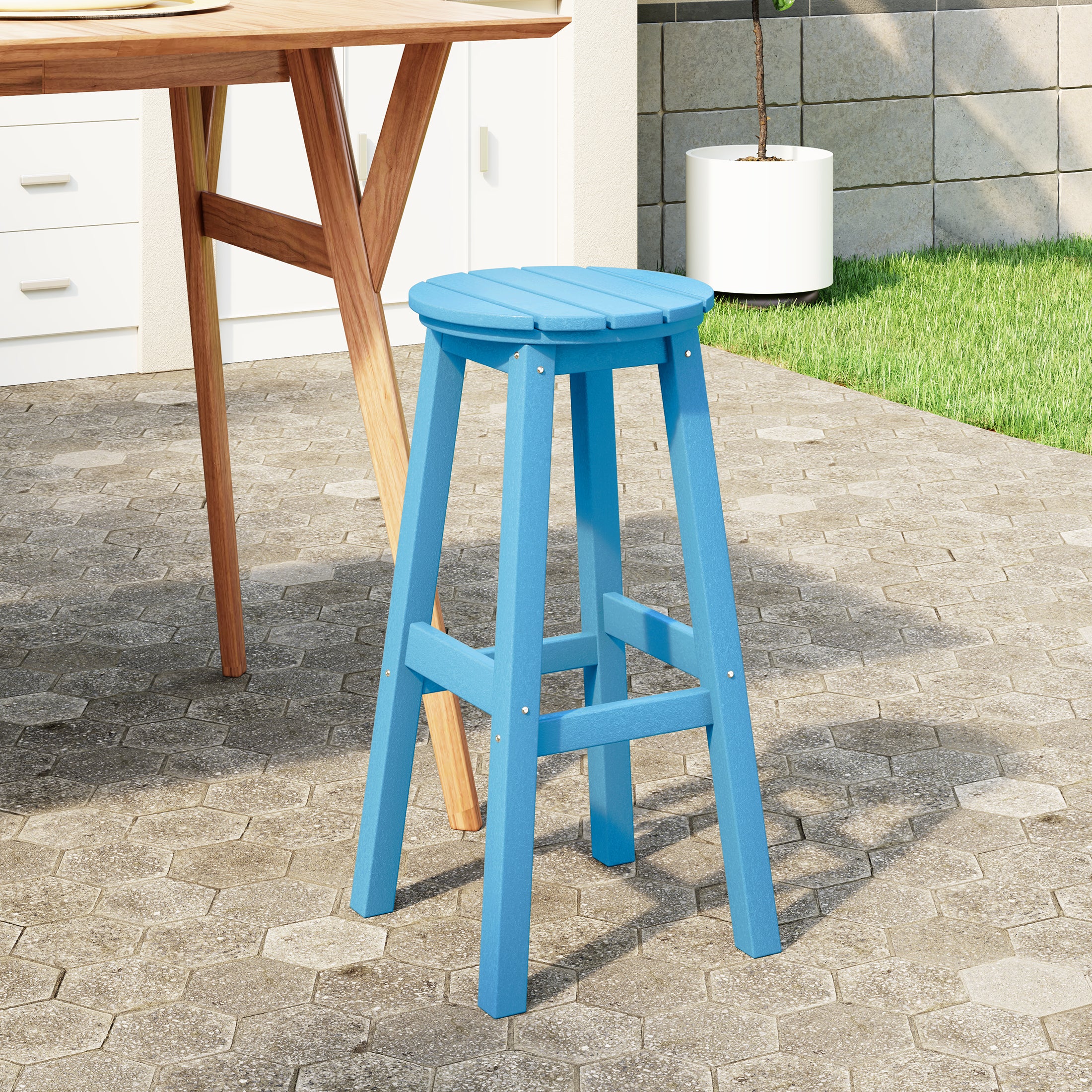 Paradise 29" HDPE Outdoor Patio Round Bar Stool