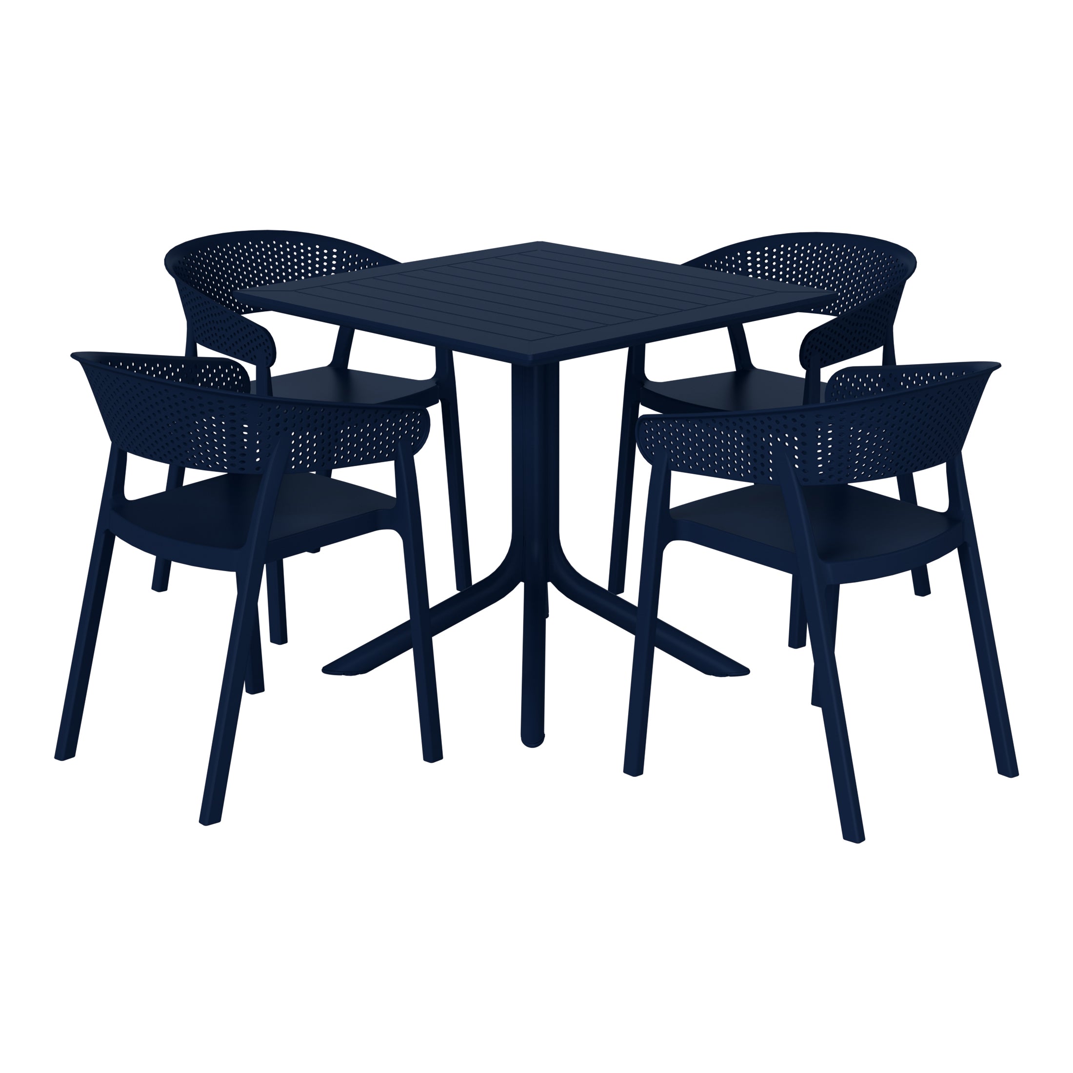 Sunshine 5-Piece Outdoor Resin Square Patio Dining Table Set with Stackable Patio Dining Chairs