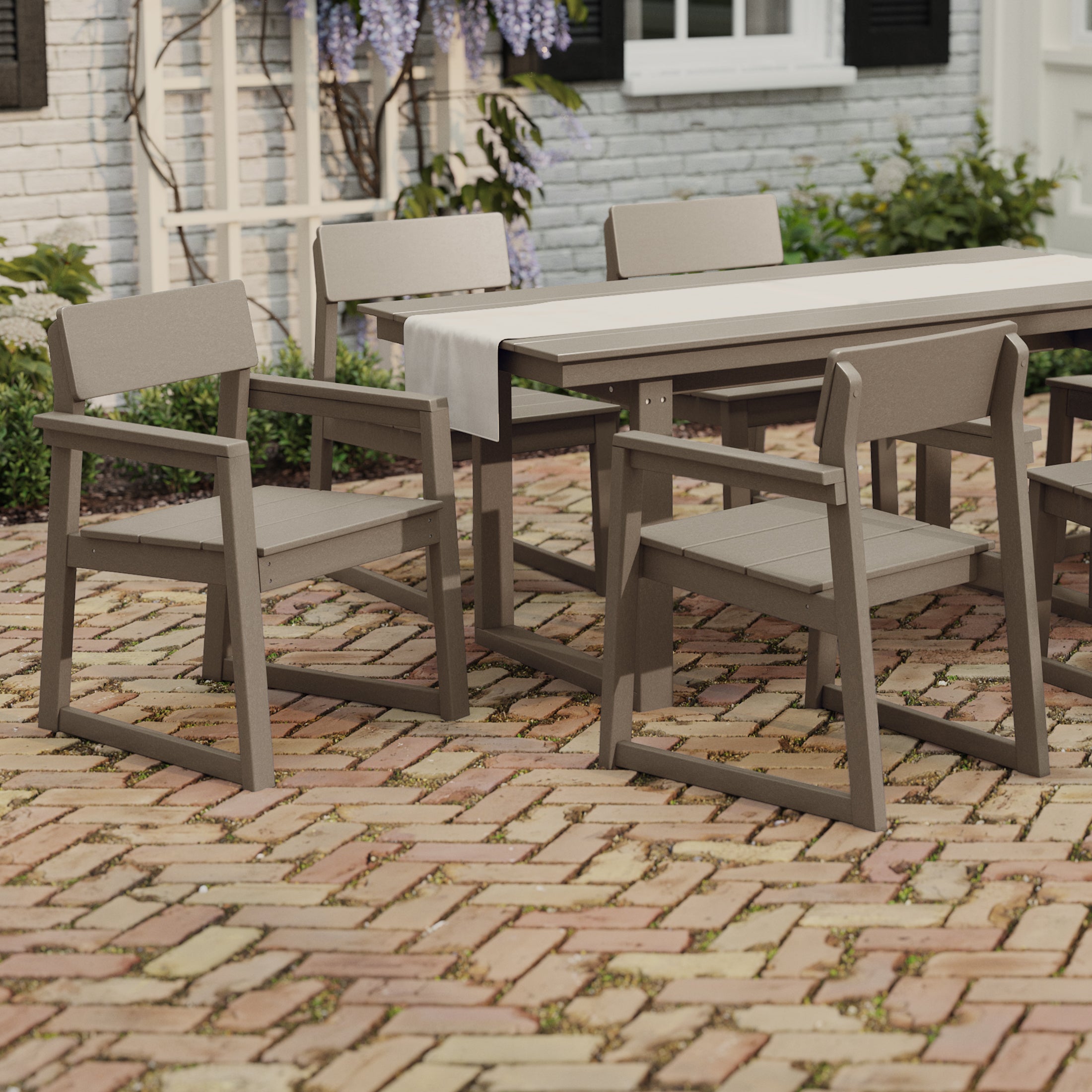 Cambria Modern HDPE Outdoor Patio Dining Arm Chairs (Set of 2)