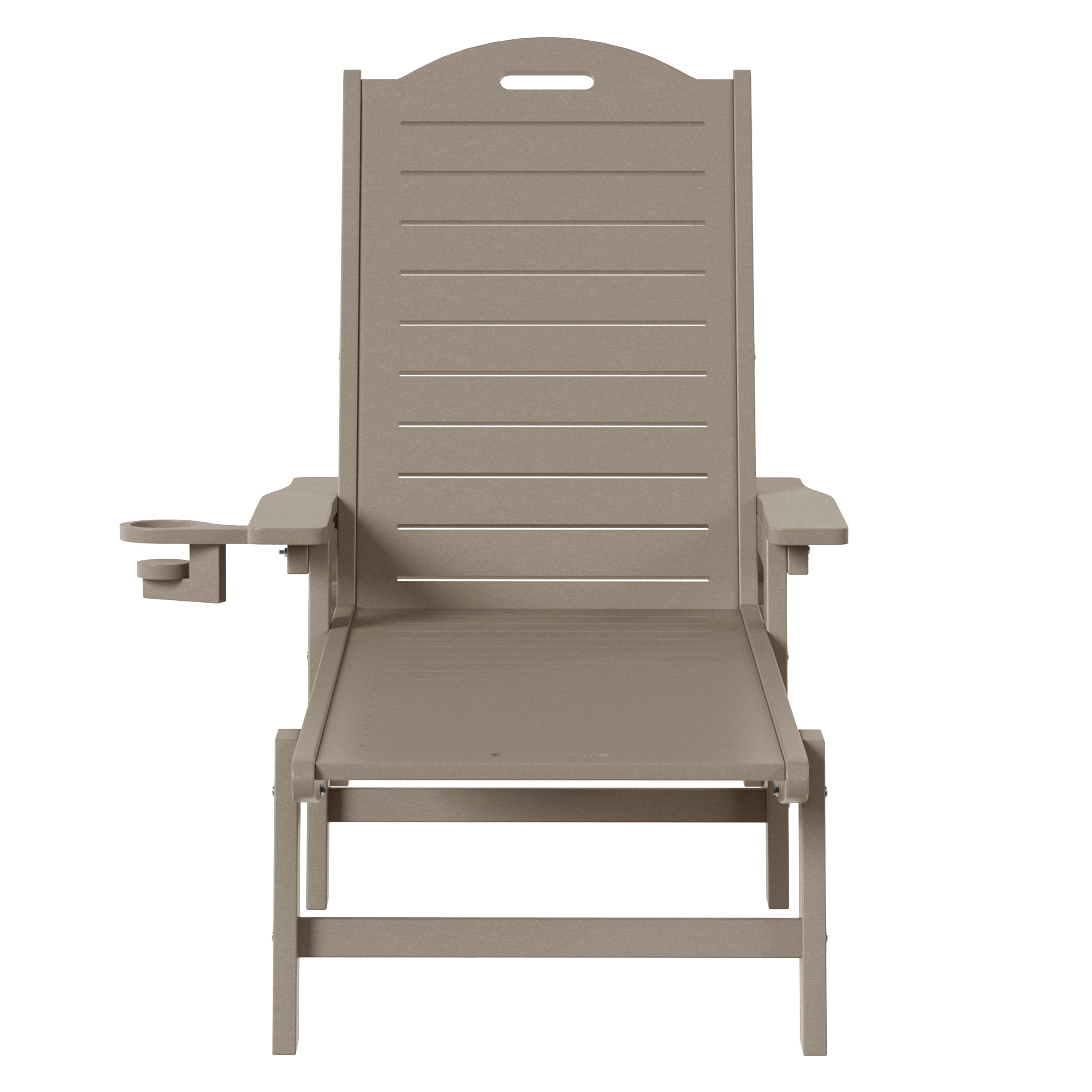 Lago Outdoor HDPE Patio Chaise Lounge With Wheels & Cup Holder