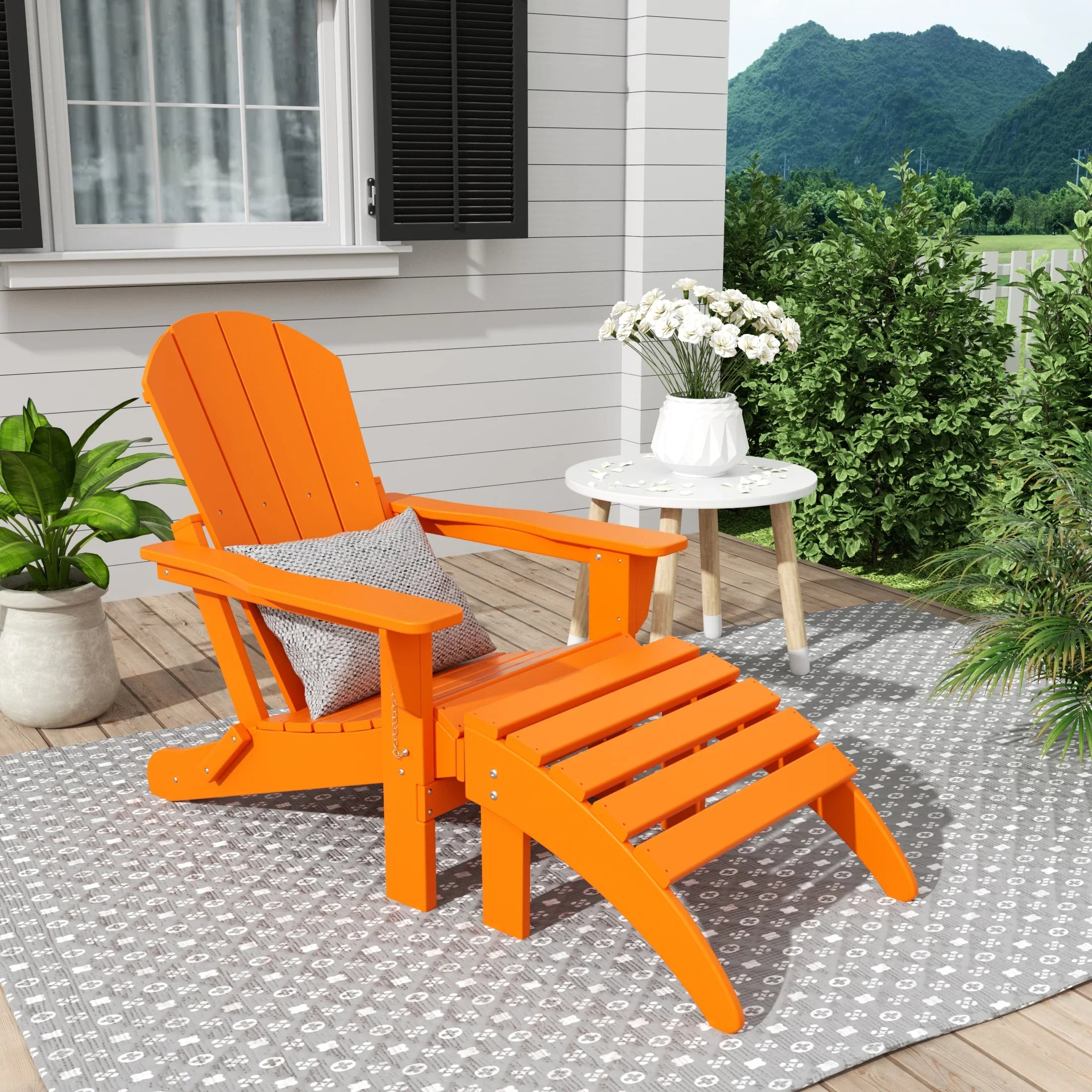 PARADISE 2-Piece Outdoor Patio Adirondack Chair with Footrest