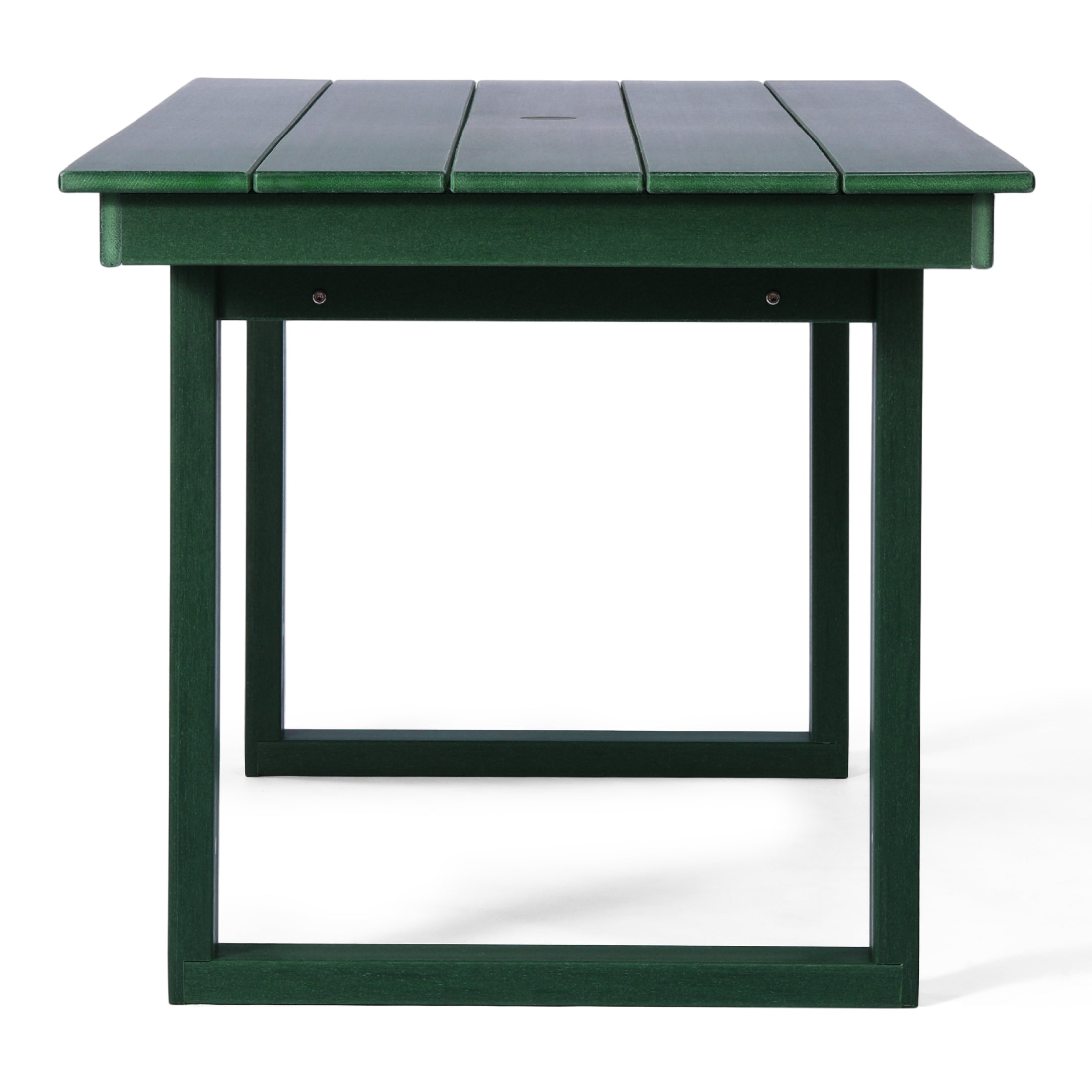 Cambria 68" Outdoor HDPE Modern Rectangular Patio Dining Table With Umbrella Hole
