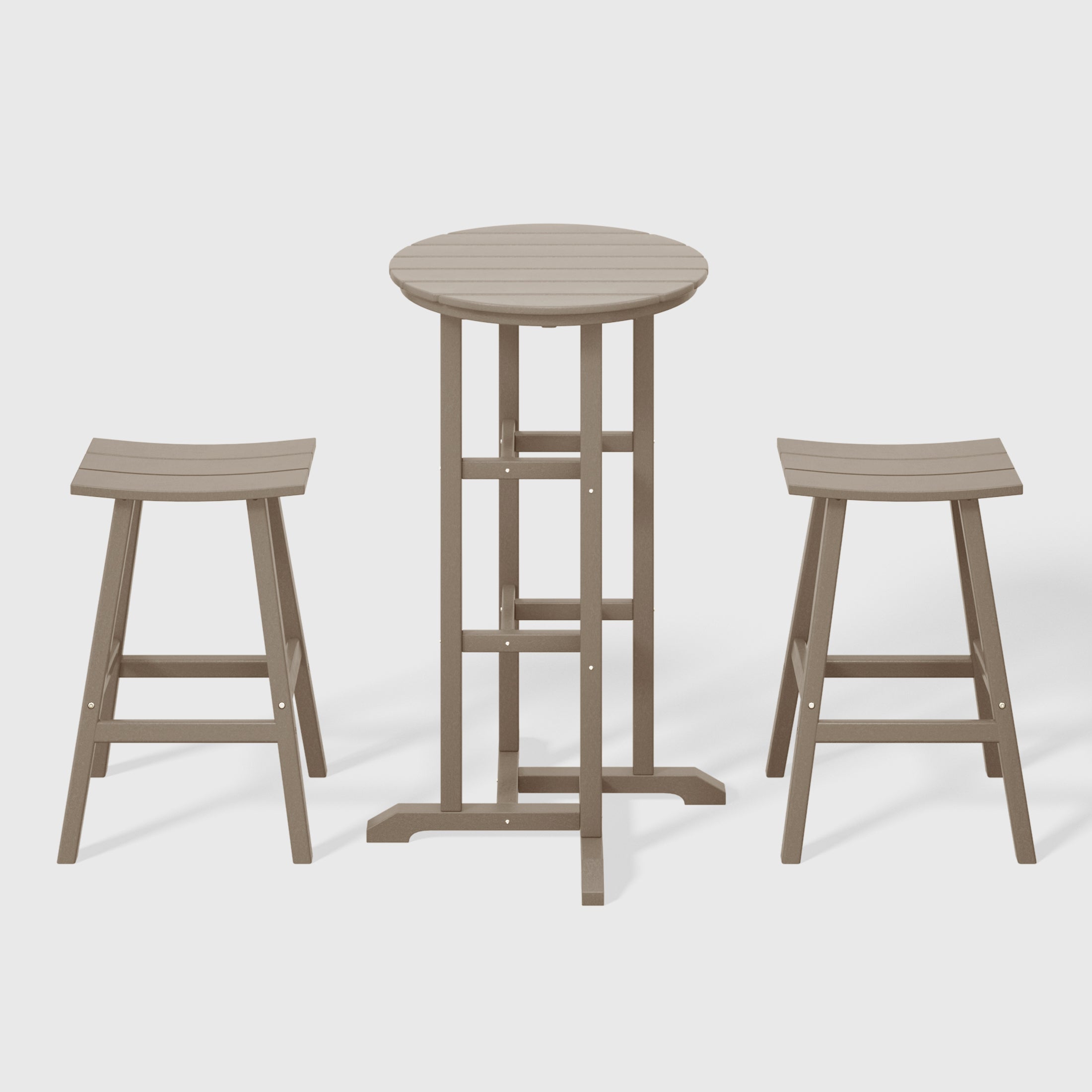 Paradise Outdoor Patio Bar Height Table and Bar Stool 3-Piece Dining Set