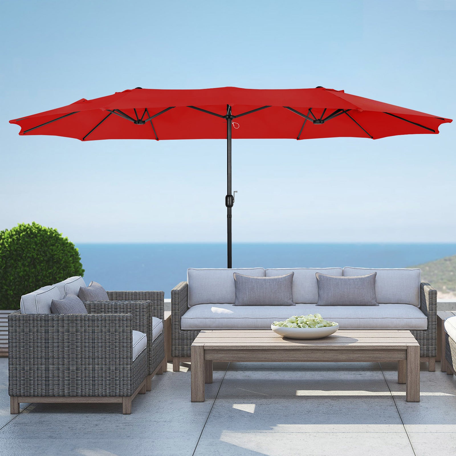 Easton Twin 15 x 9 ft. retangular shape Market / Outdoor dining table umbrella