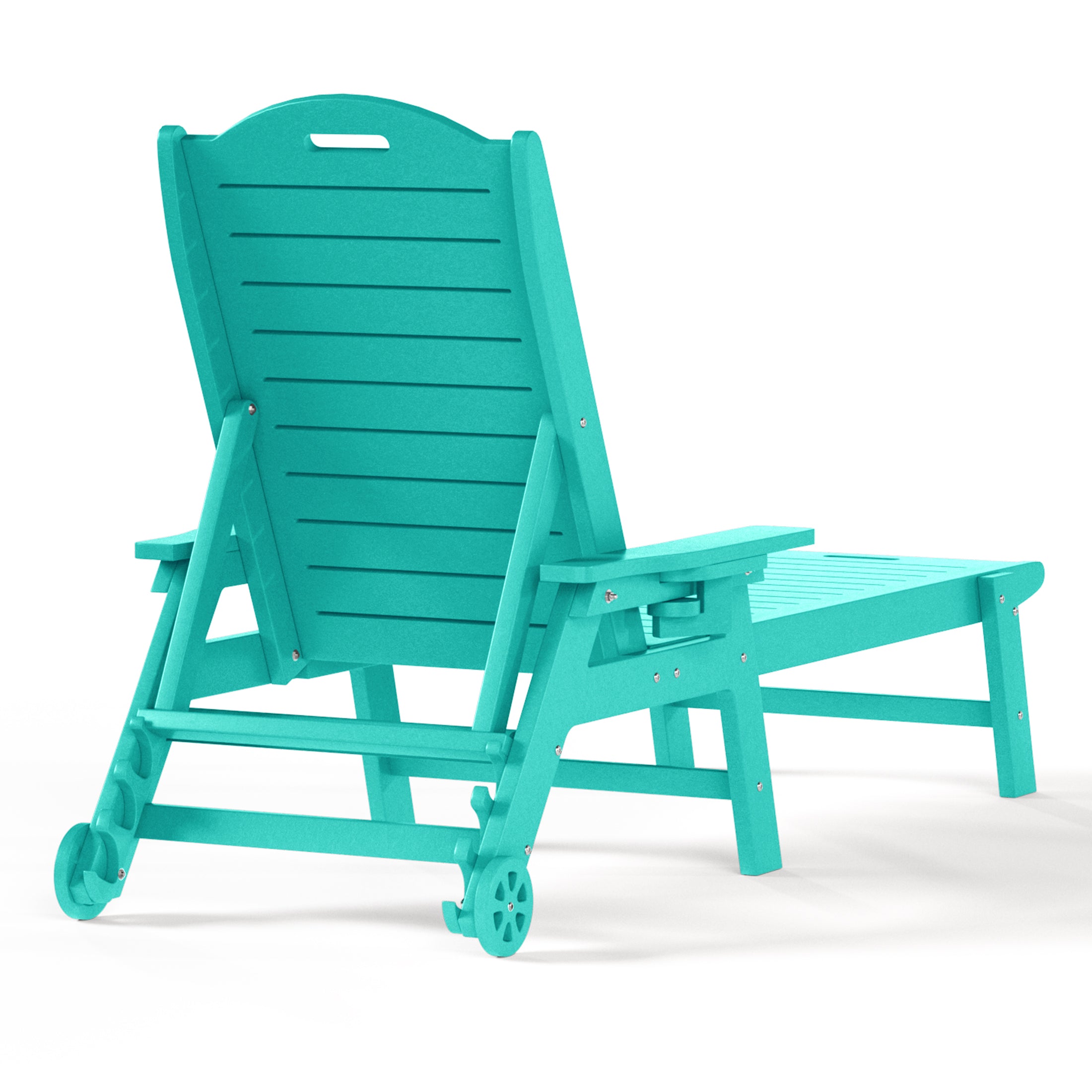 Lago Outdoor HDPE Patio Chaise Lounges With Wheels & Cup Holder (Set of 2)