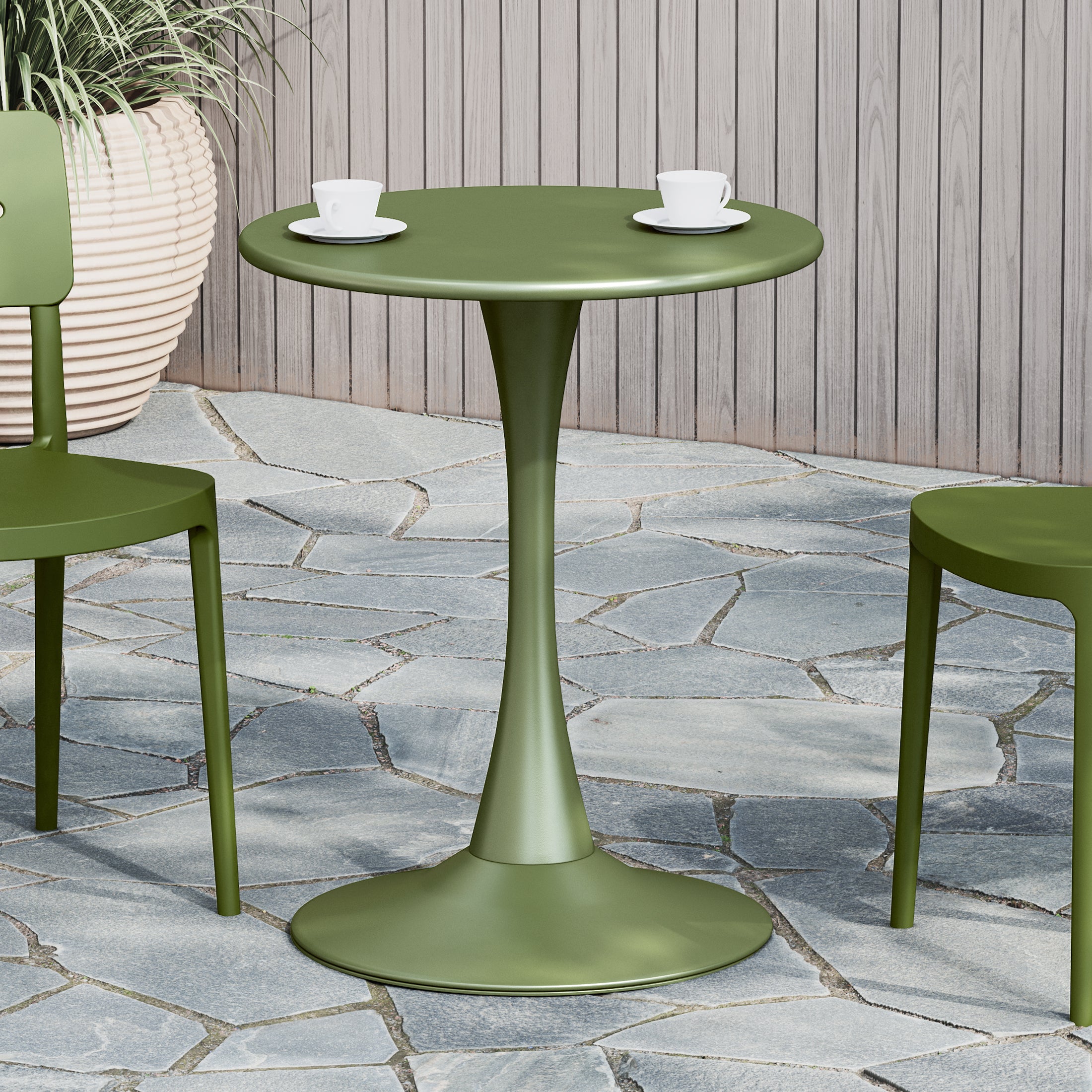 Sunshine 23.5" Round Outdoor Indoor Metal Cocktail Dining Table