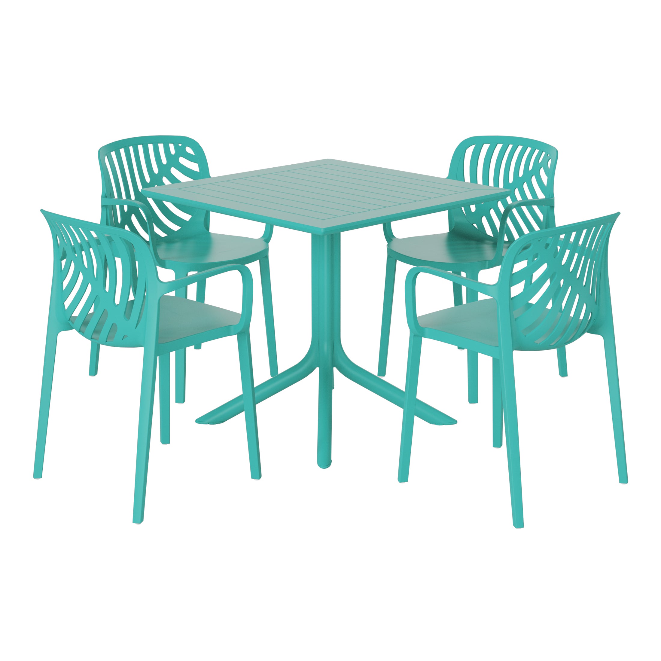 Sunshine 5-Piece Outdoor Square Patio Dining Table Set with Stackable Patio Dining Chairs