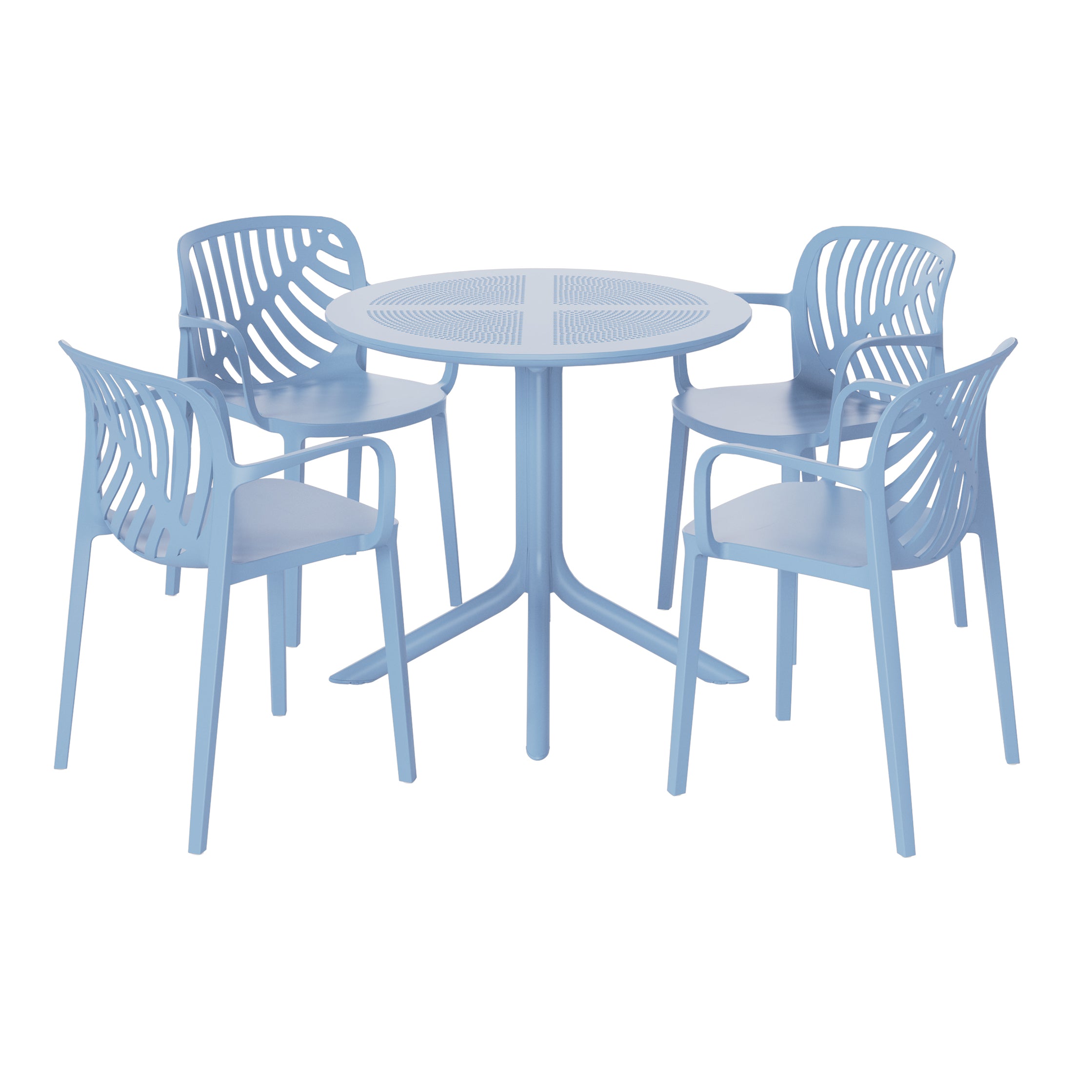Sunshine 5-Piece Outdoor Resin Round Patio Dining Table Set with Modern Stackable Patio Dining Chairs