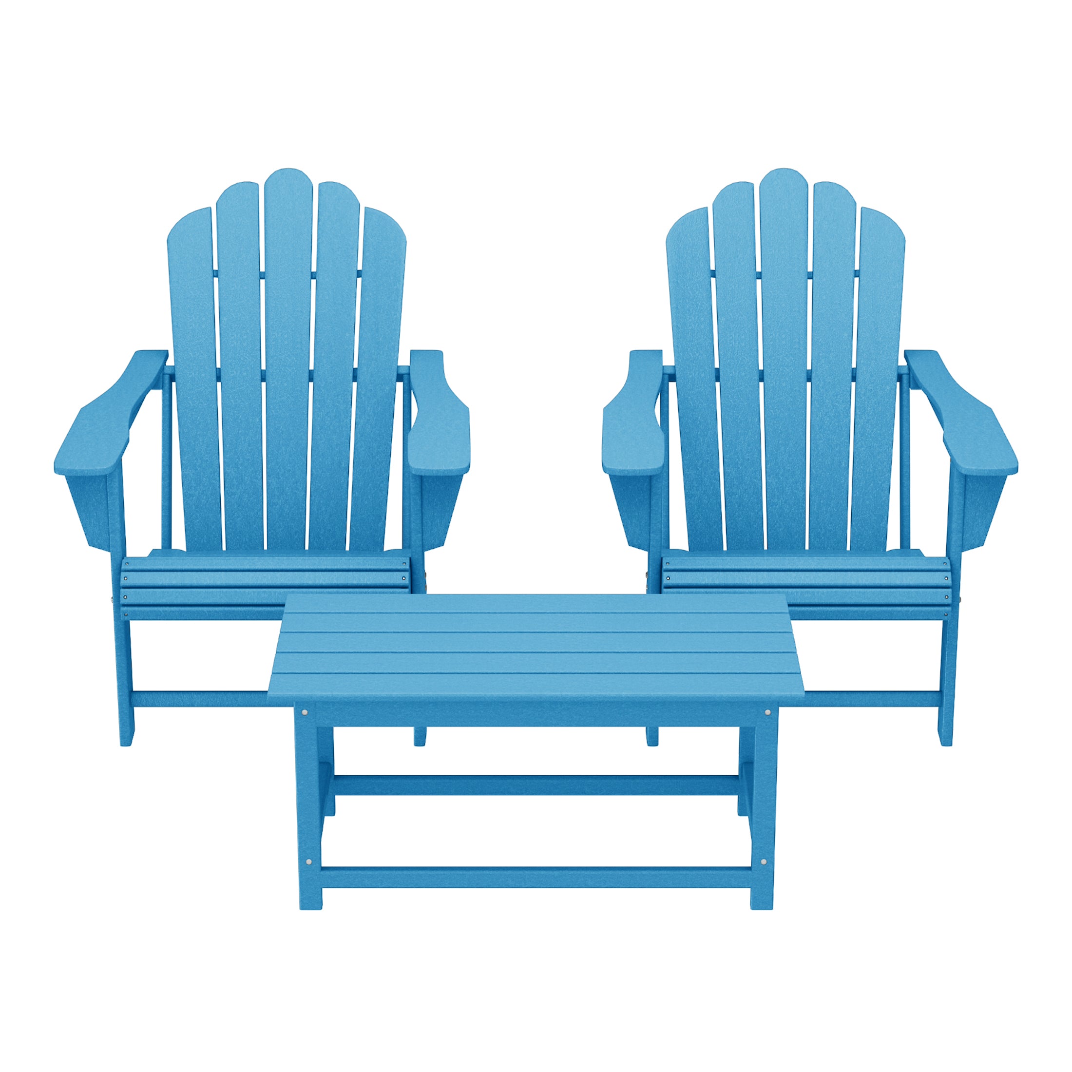 Lakeview 3-Piece Adirondack Chairs with Cup Holders and Coffee Table Set