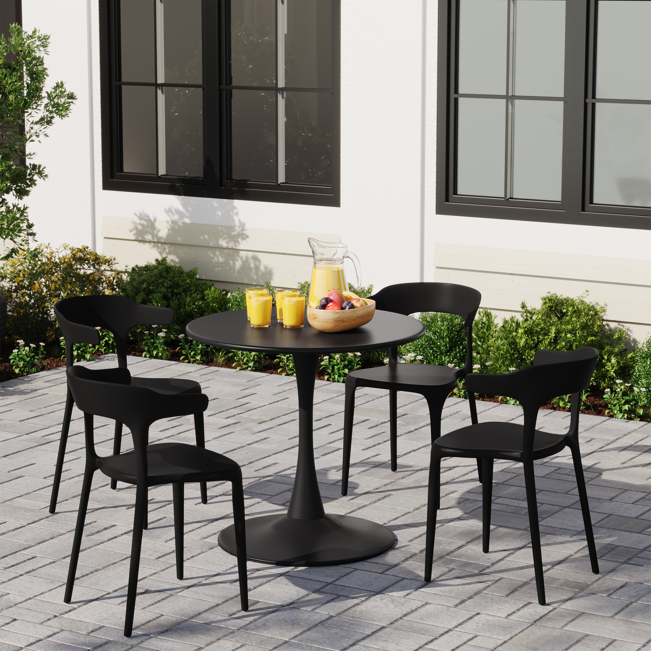 Sunshine Modern Stackable Resin Plastic Patio Dining Chair (Set of 4)