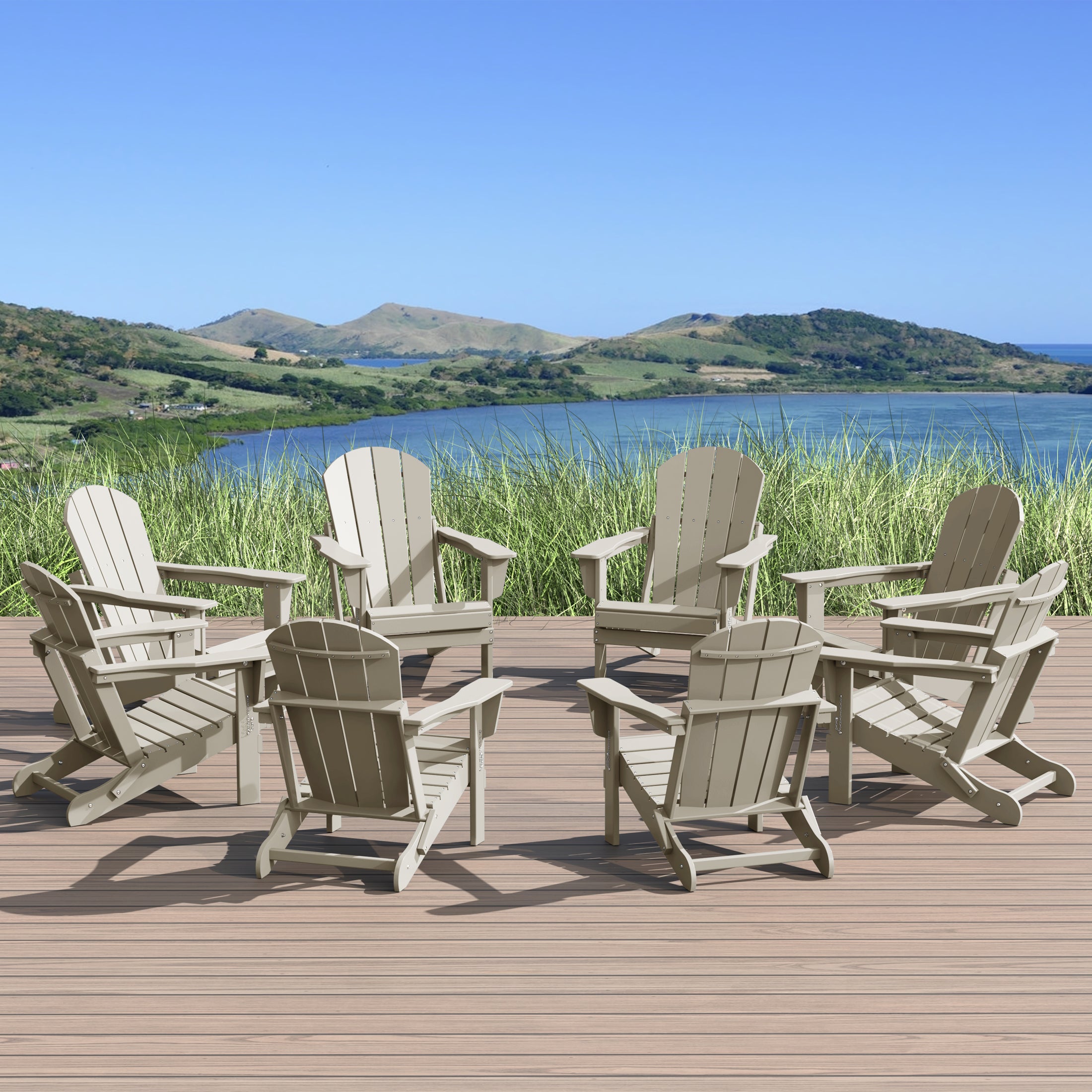 Paradise Outdoor Folding Poly Adirondack Chair (Set of 8)