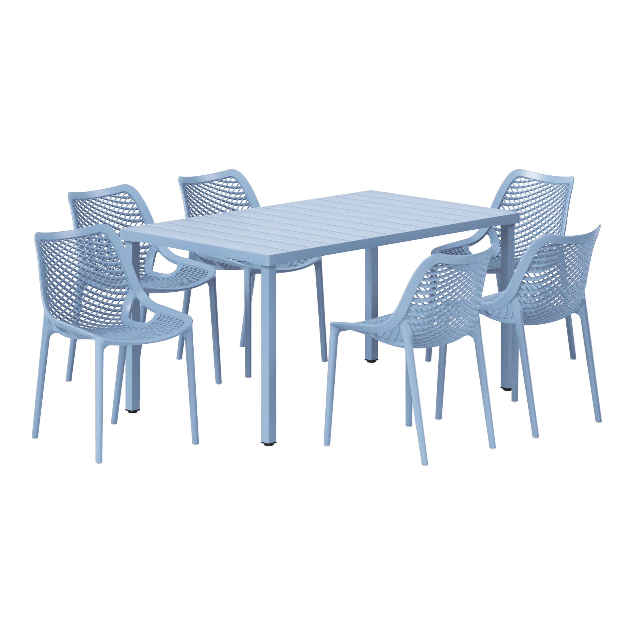 Sunshine 7-Piece Outdoor Metal Patio Dining Table Set With Stackable Patio Chairs