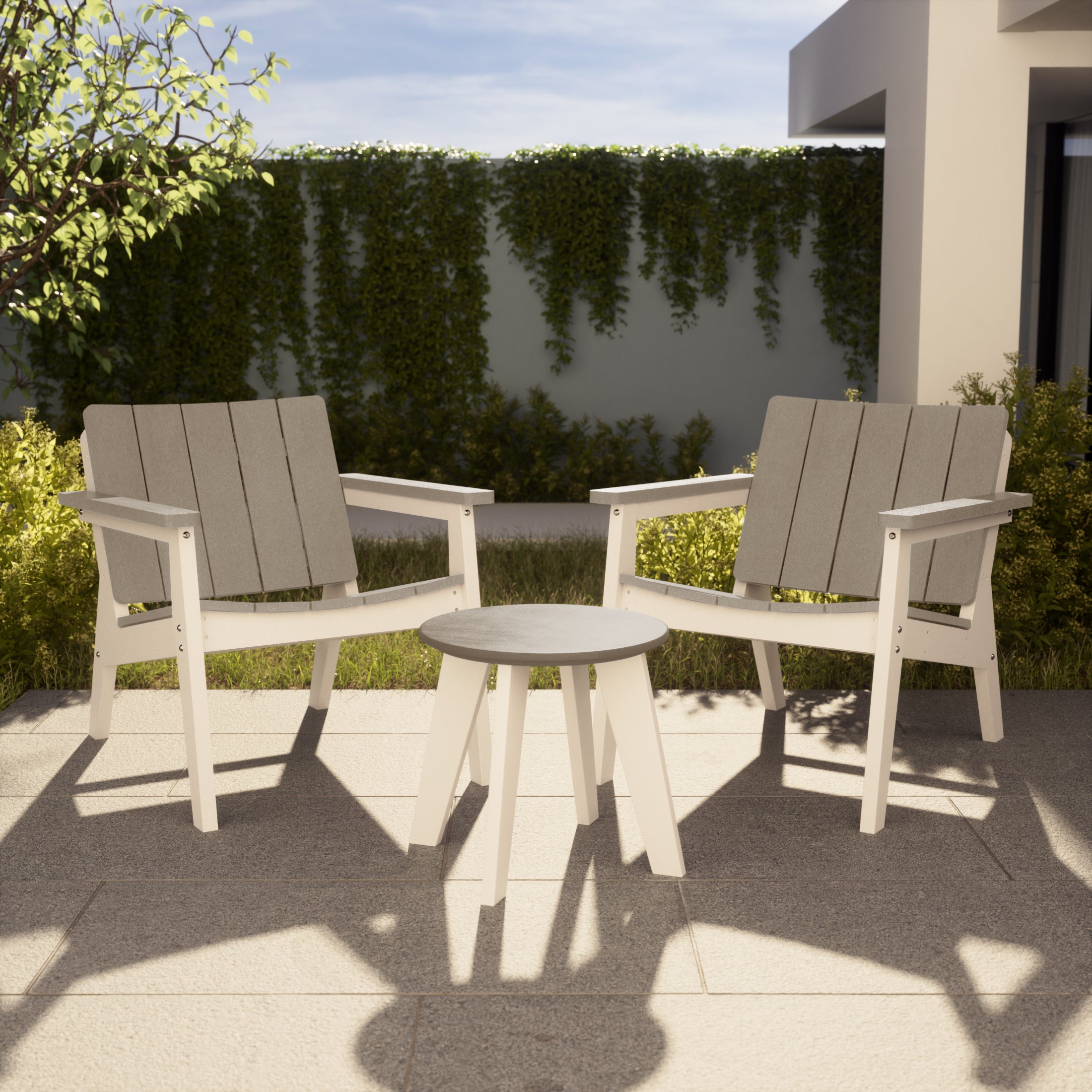 Seaside Outdoor HDPE Modern Patio Club Armchairs (Set of 2)