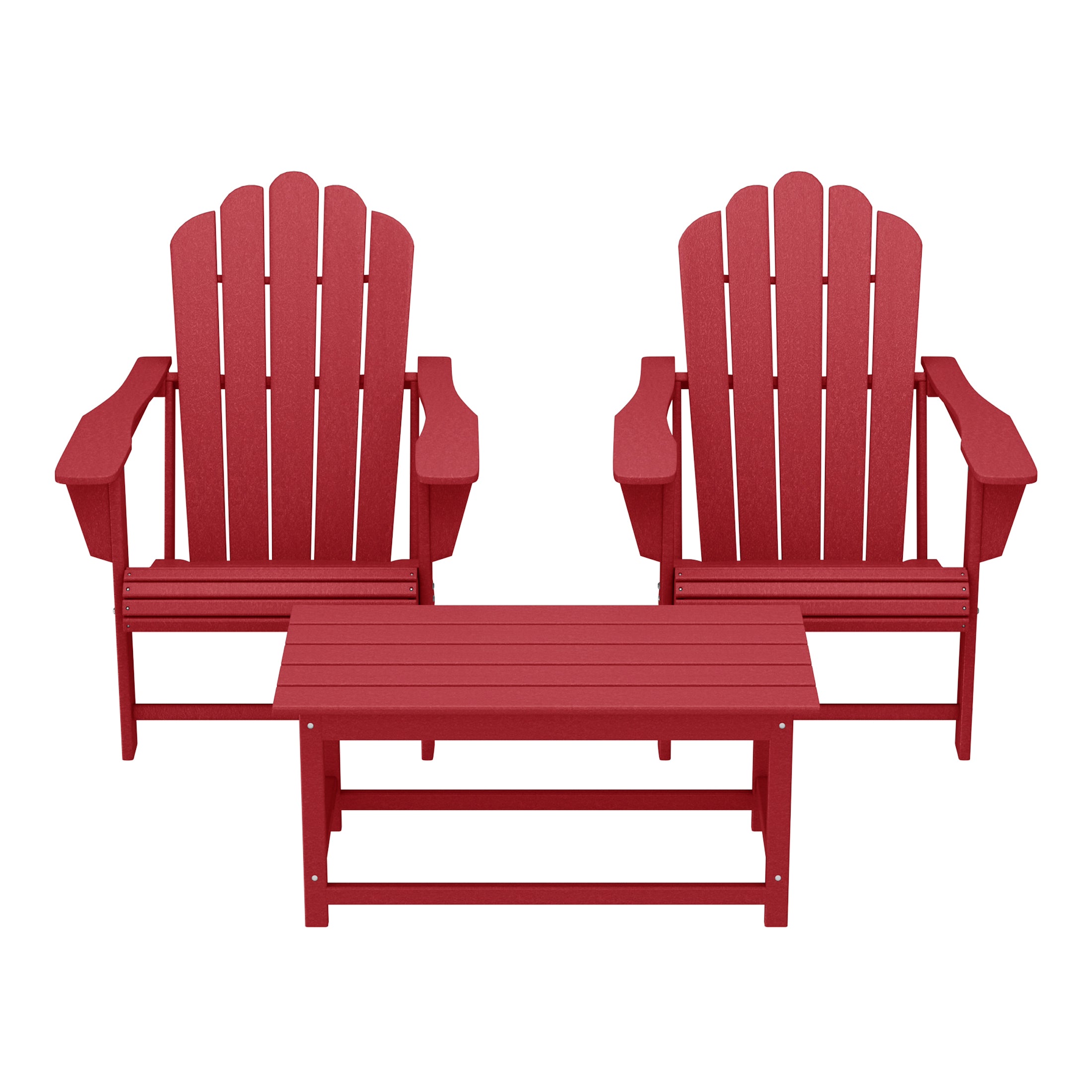Lakeview 3-Piece Adirondack Chairs with Cup Holders and Coffee Table Set
