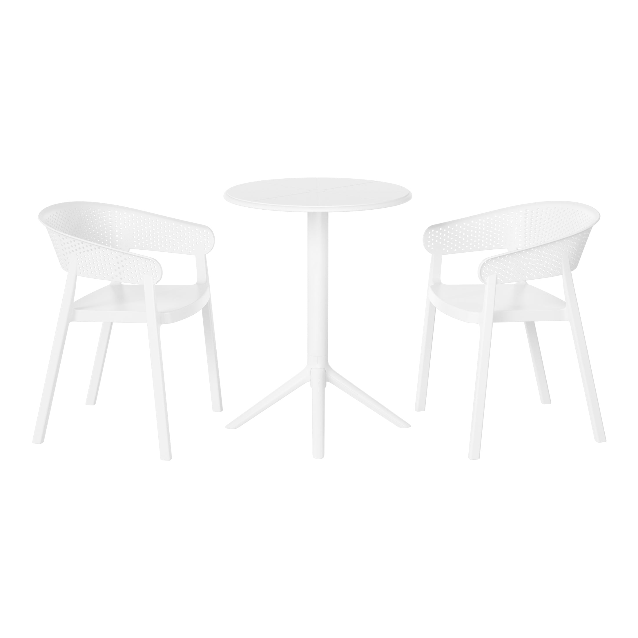 Sunshine 3-Piece Outdoor Resin Patio Bistro Table Set with Stackable Patio Dining Side Chairs